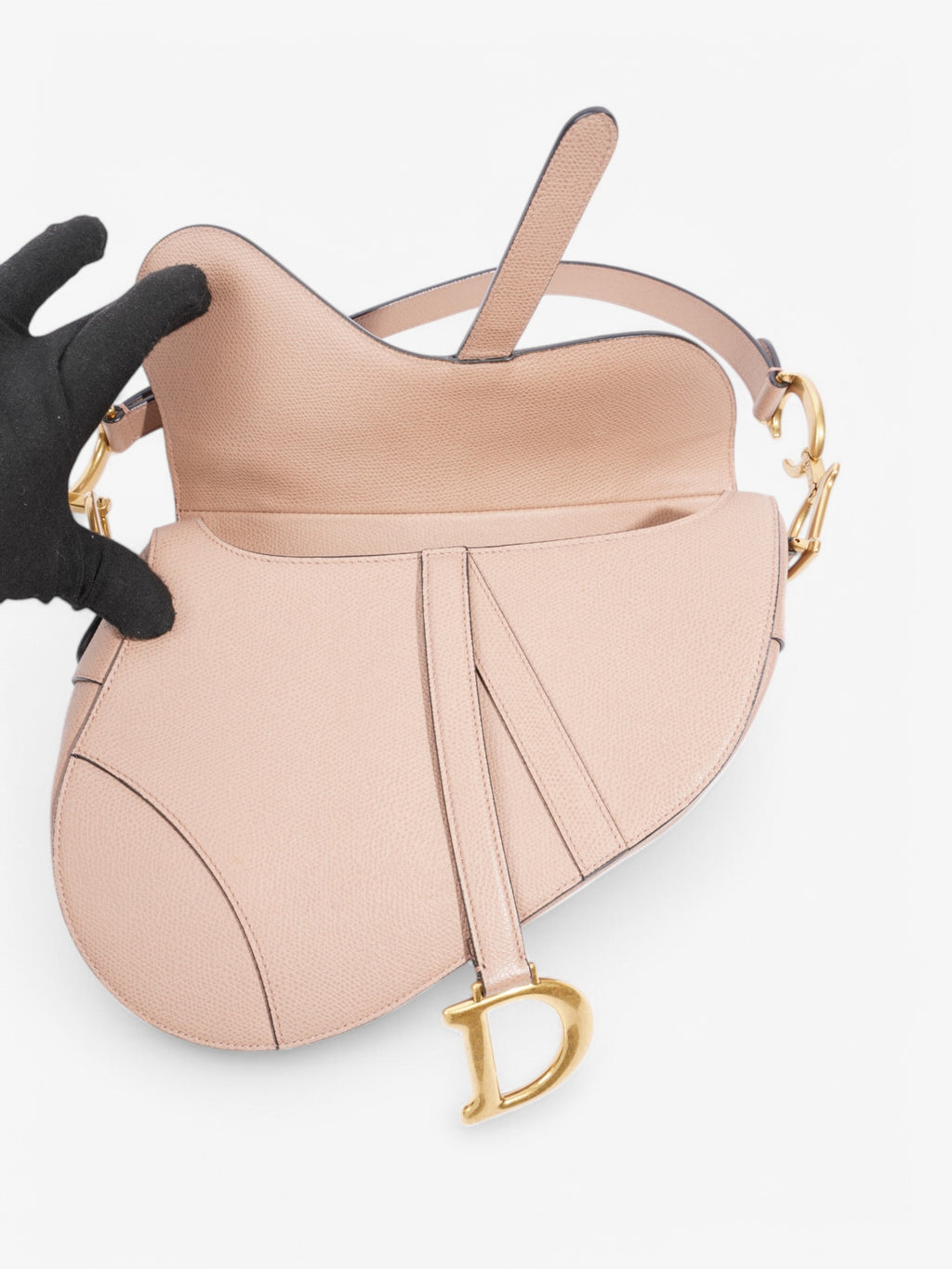 Christian Dior Saddle Bag Rose Beige  Calfskin Leather