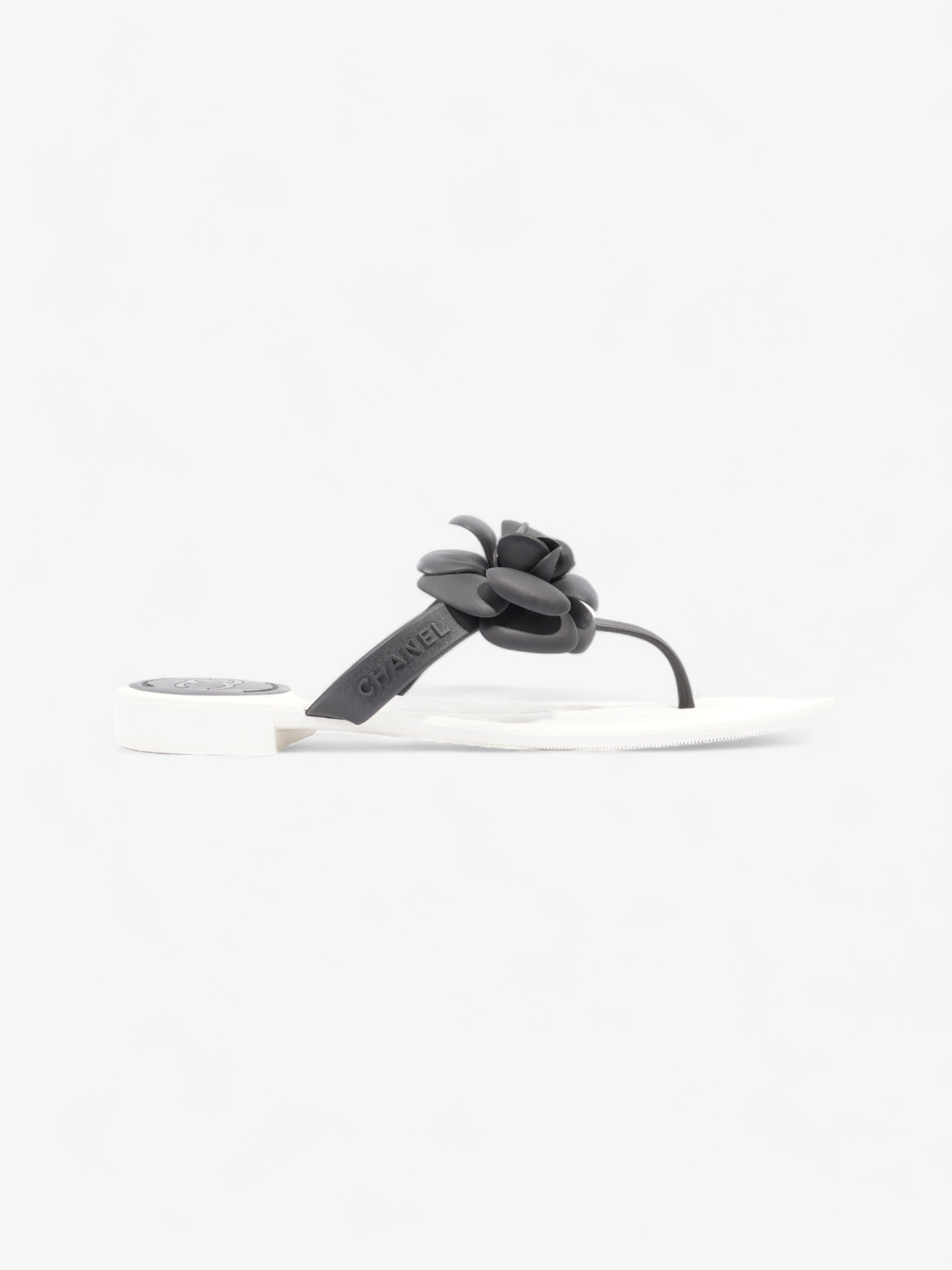 Chanel Camellia White / Black Rubber EU 40 UK 7