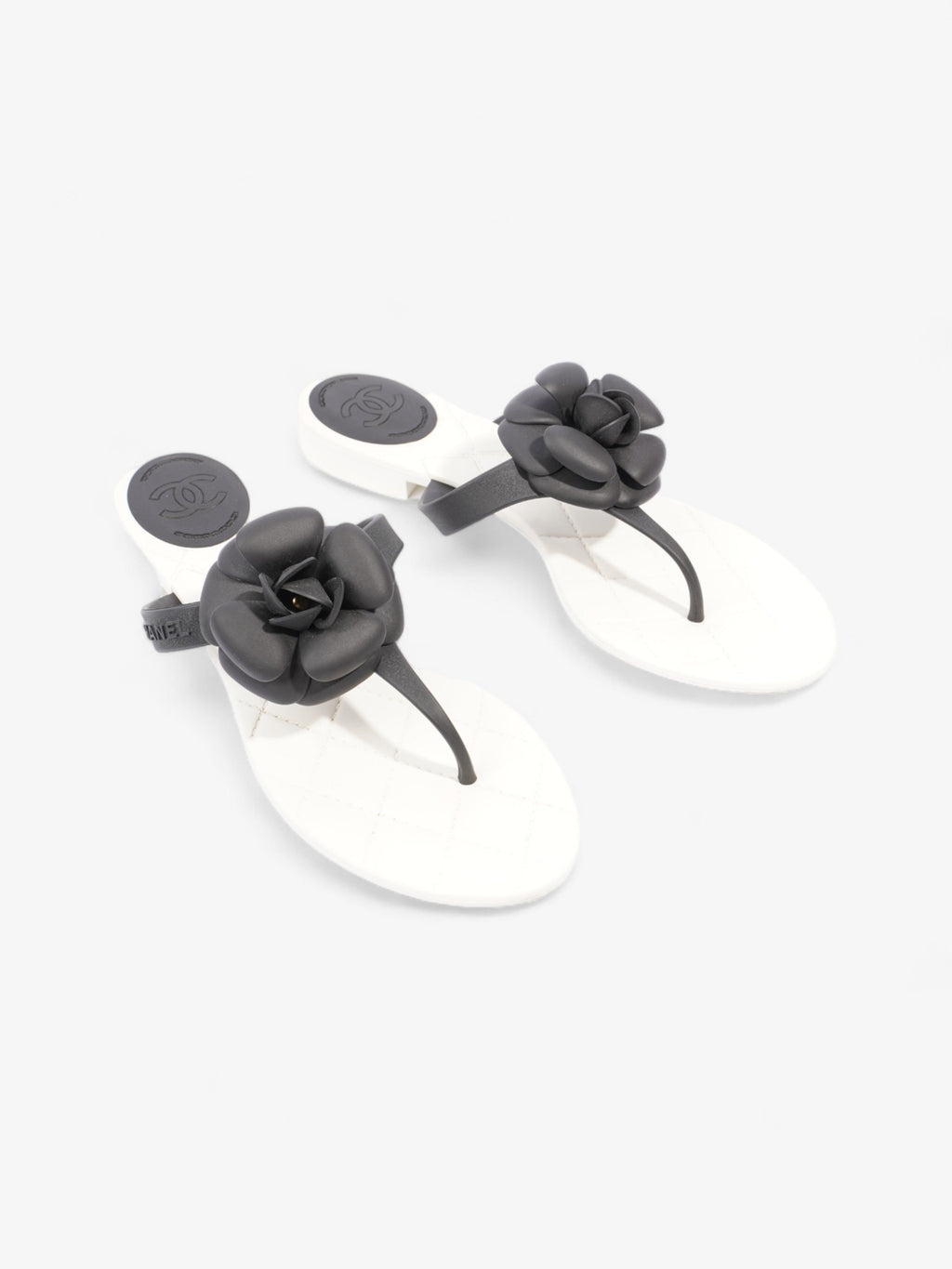 Chanel Camellia White / Black Rubber EU 40 UK 7
