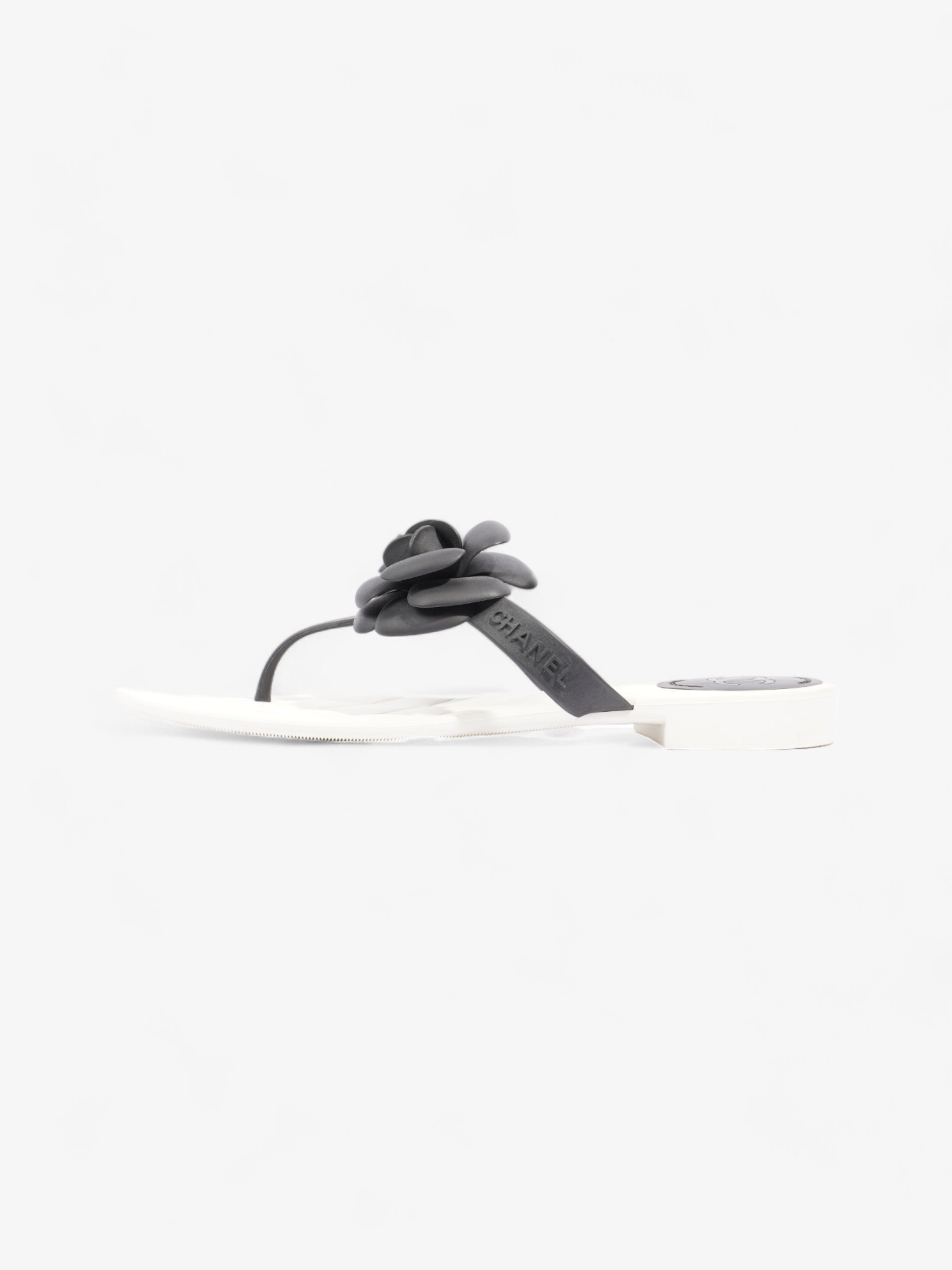 Chanel Camellia White / Black Rubber EU 40 UK 7