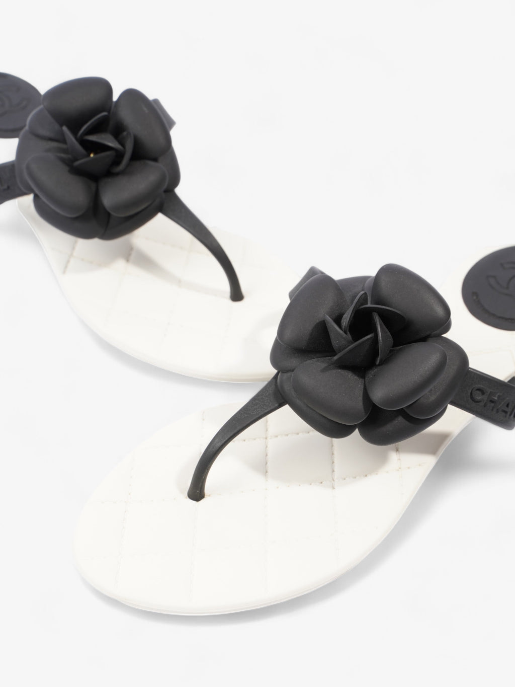 Chanel Camellia White / Black Rubber EU 40 UK 7
