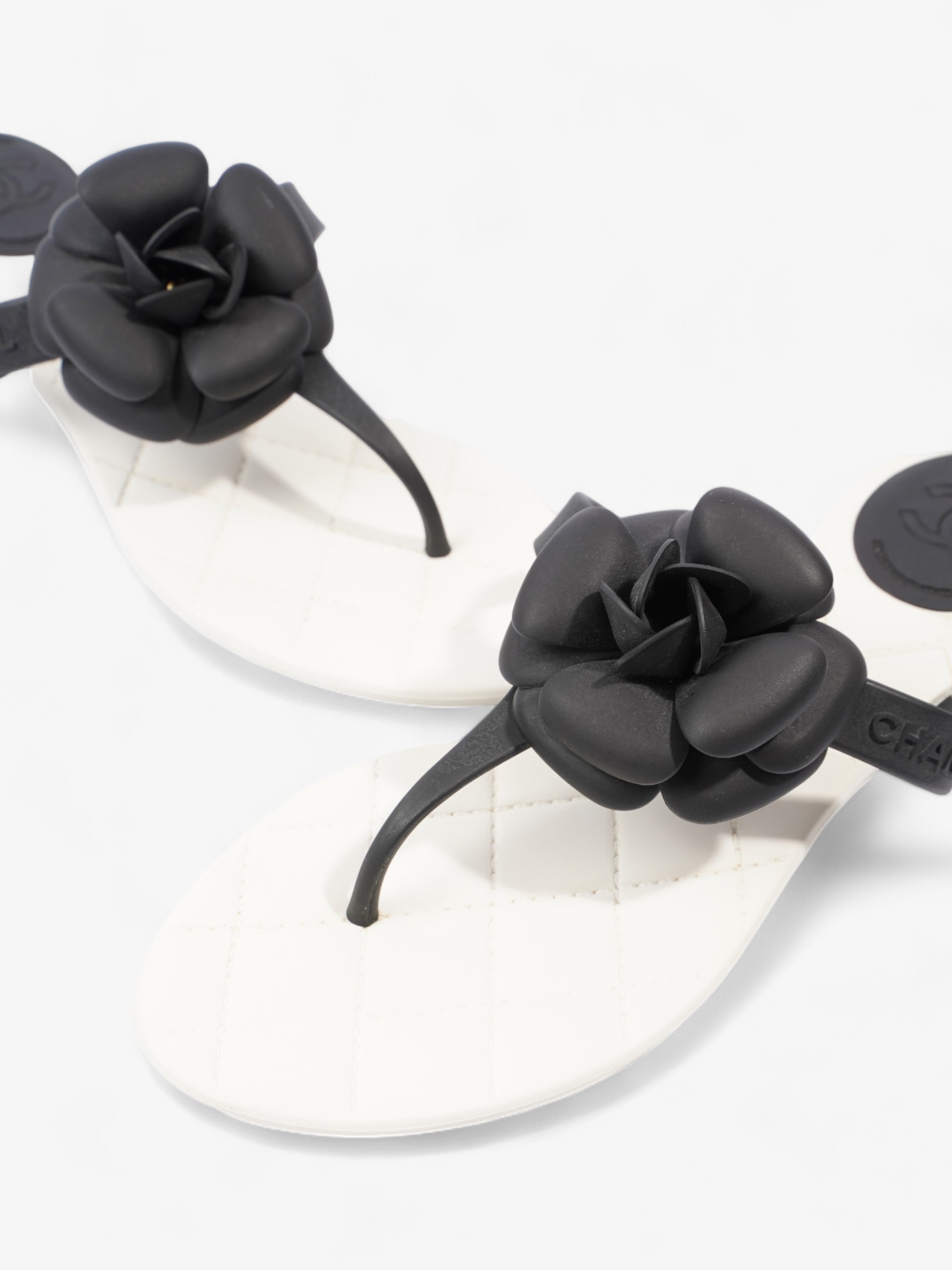 Chanel Camellia White / Black Rubber EU 40 UK 7