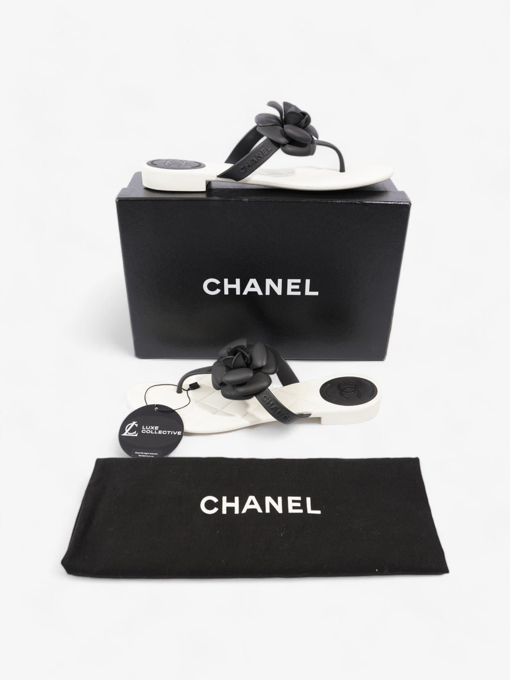Chanel Camellia White / Black Rubber EU 40 UK 7