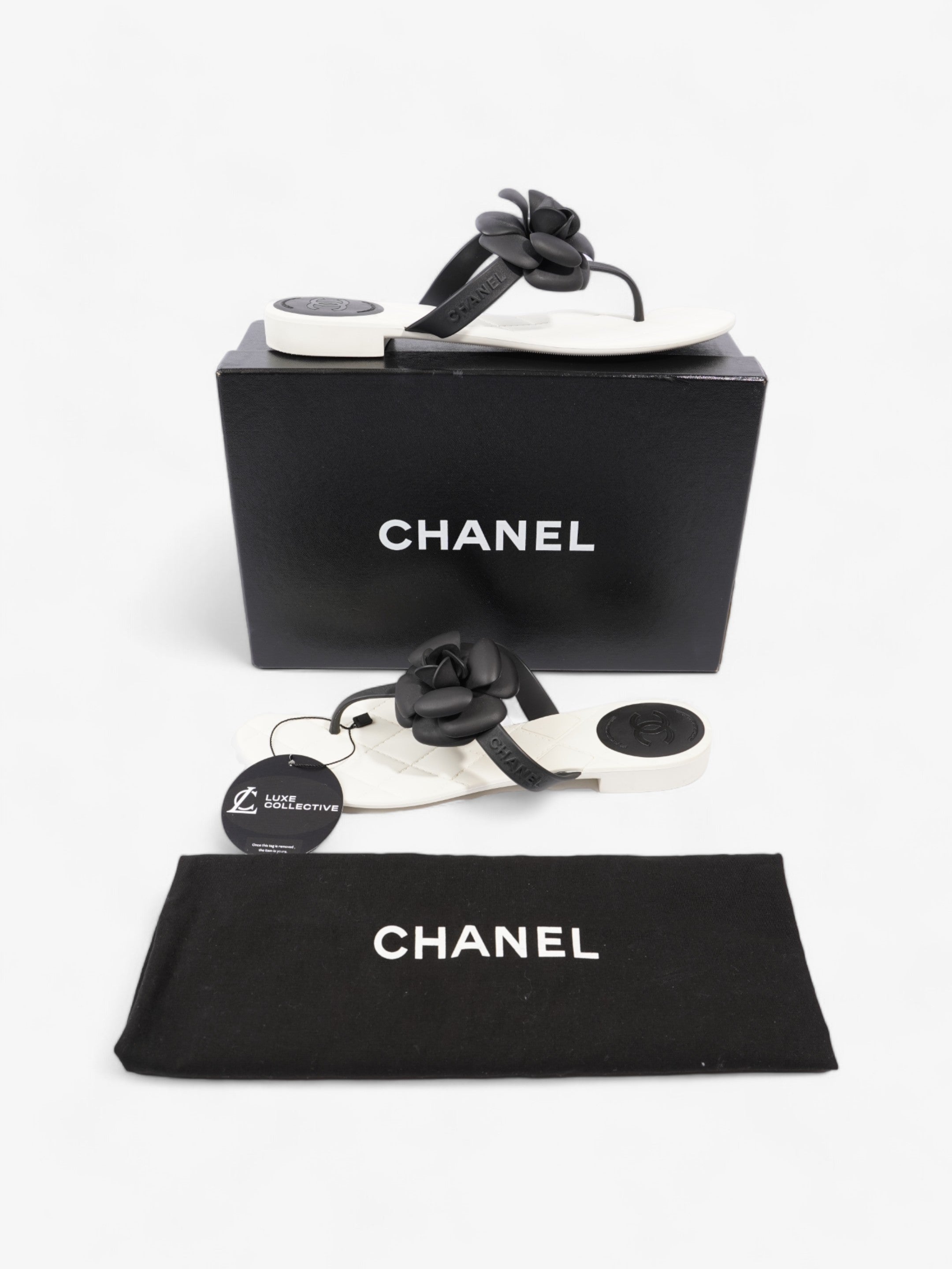 Chanel Camellia White / Black Rubber EU 40 UK 7