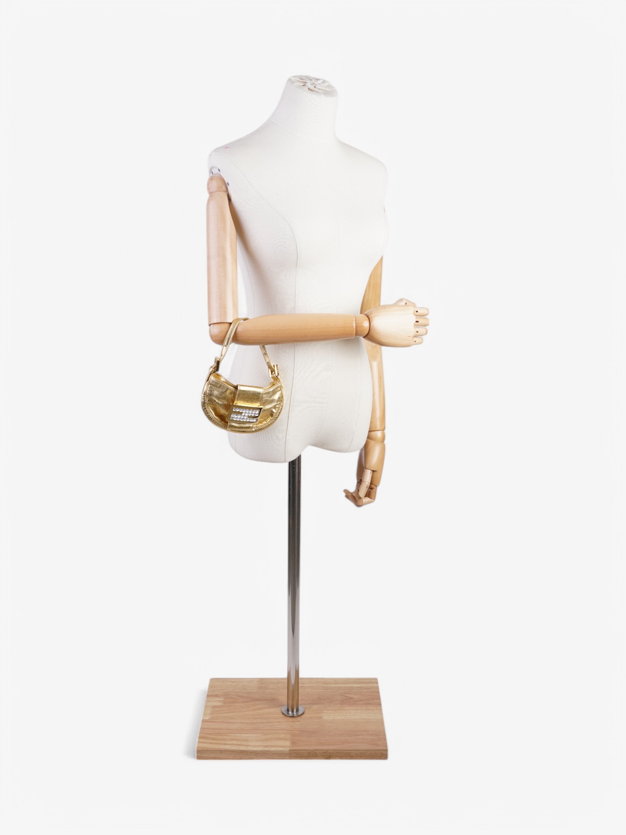 Fendi Croissant Gold / Crystal Leather Mini