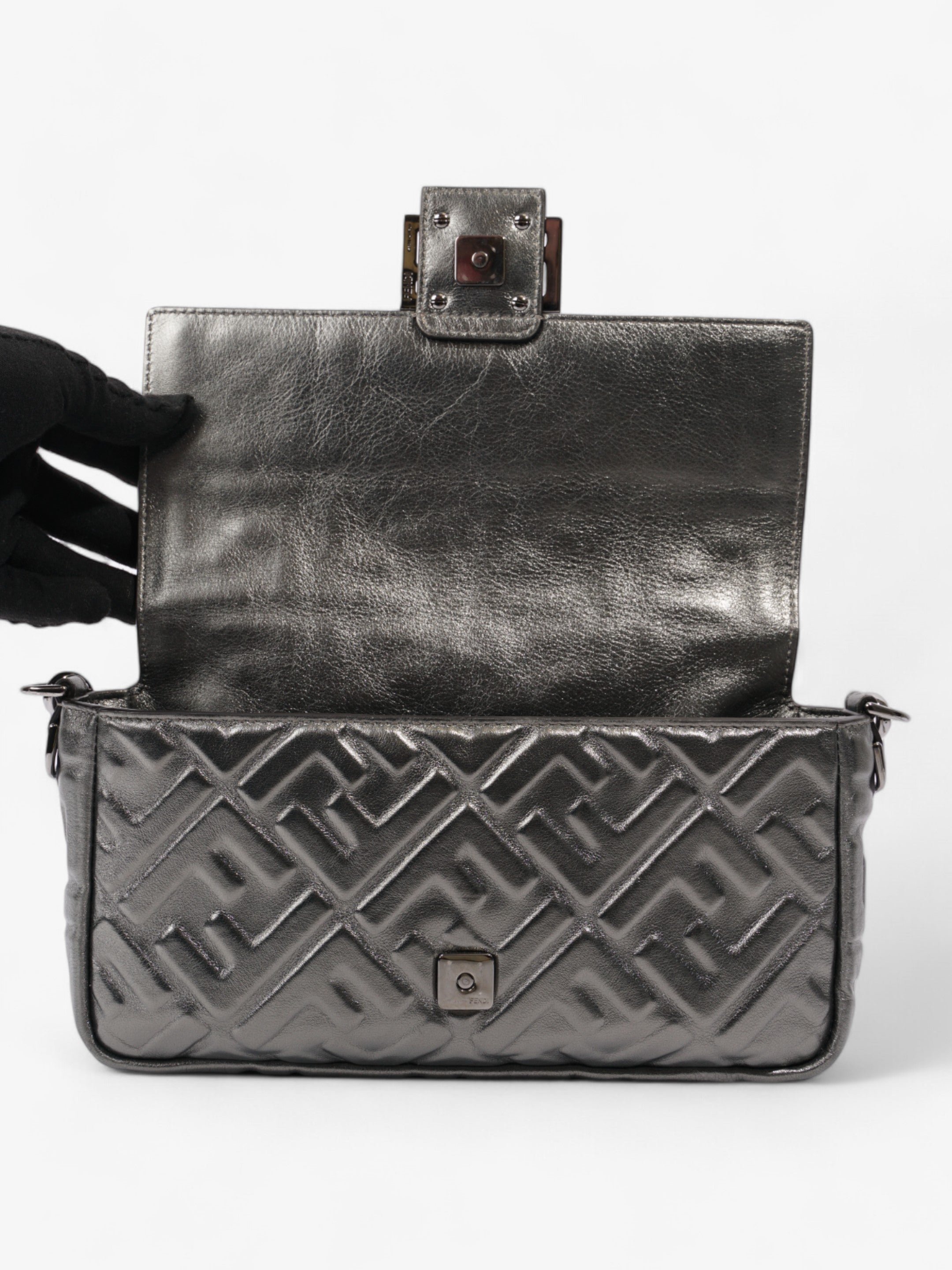Fendi Baguette Metallic Lambskin Leather Medium