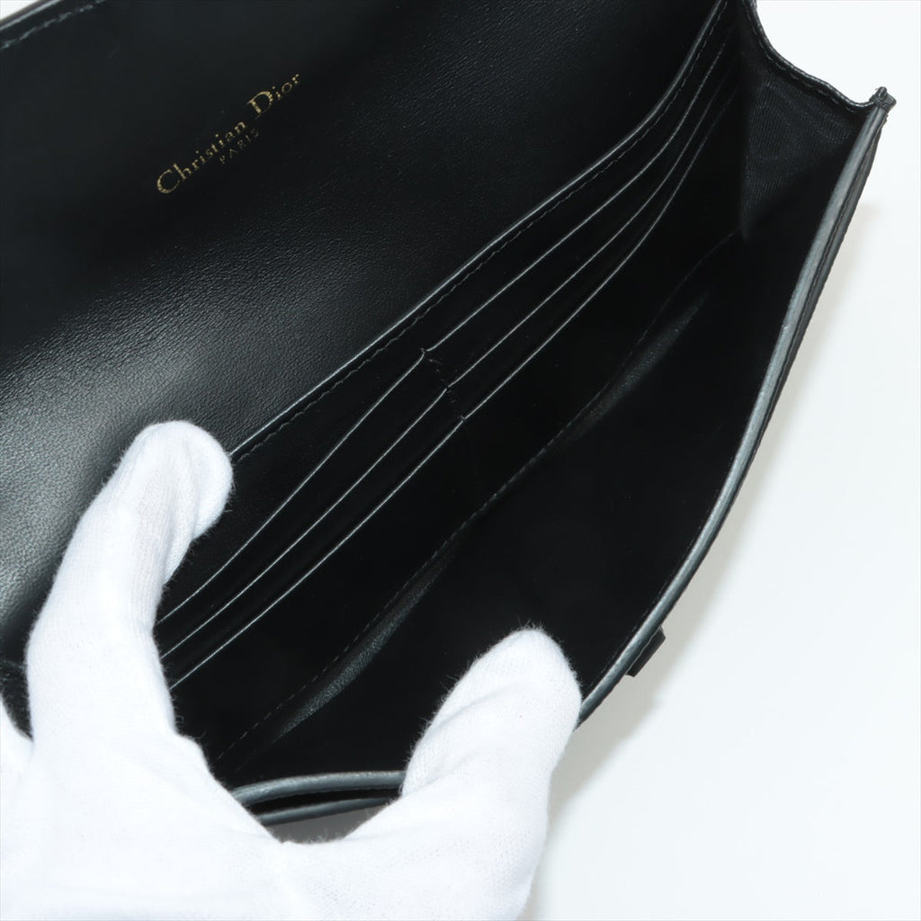 Christian Dior Saddle Leather Chain Wallet Black