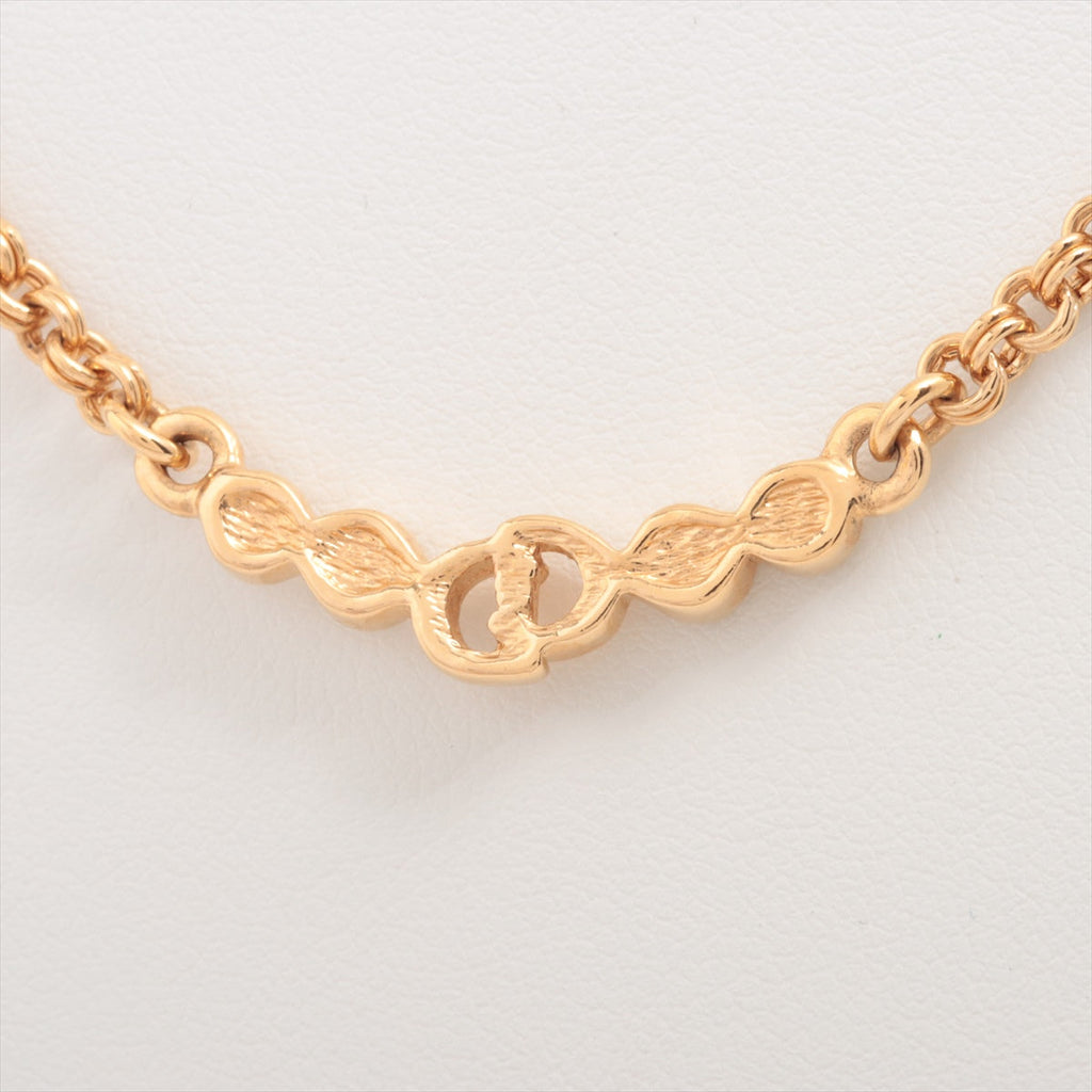 Christian Dior Logo Rhinestone Gold Necklace Costume Jewellery