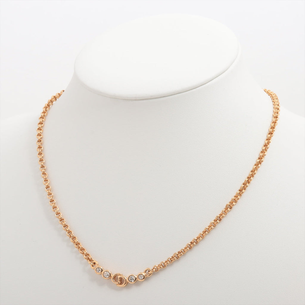 Christian Dior Logo Rhinestone Gold Necklace Costume Jewellery