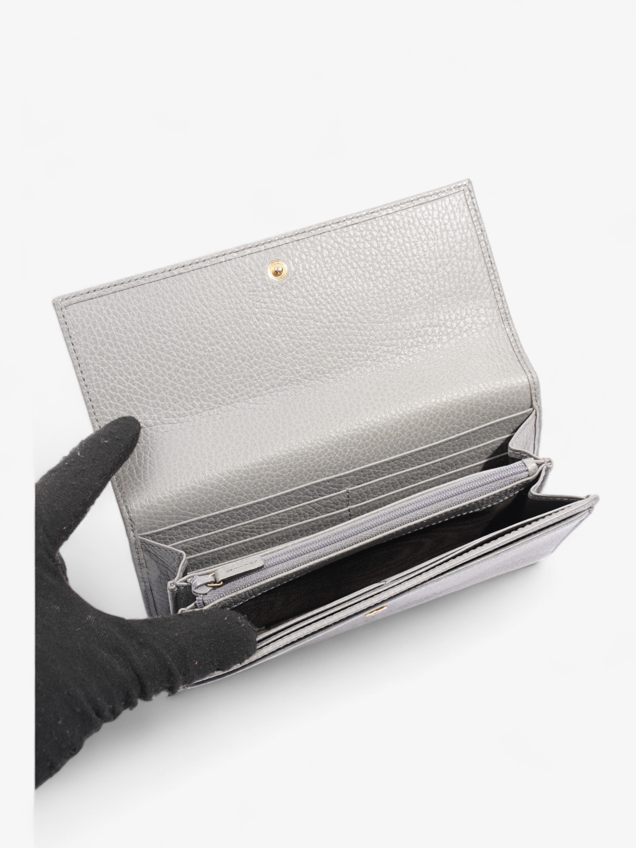 Gucci Marmont Long Wallet Grey Leather