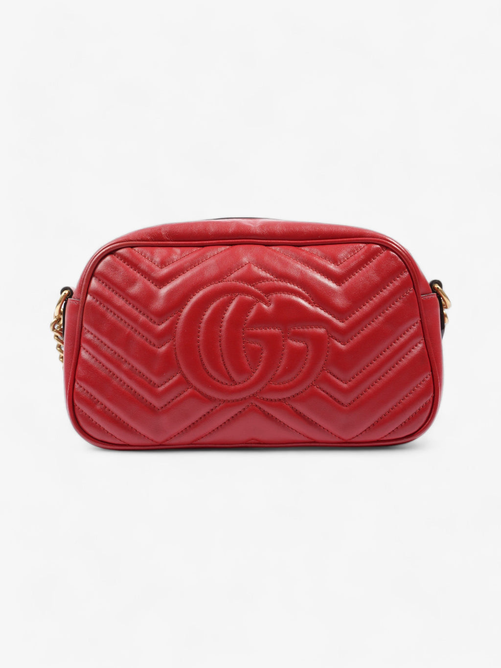 Gucci GG Marmont Zip Red Matelasse Leather Small