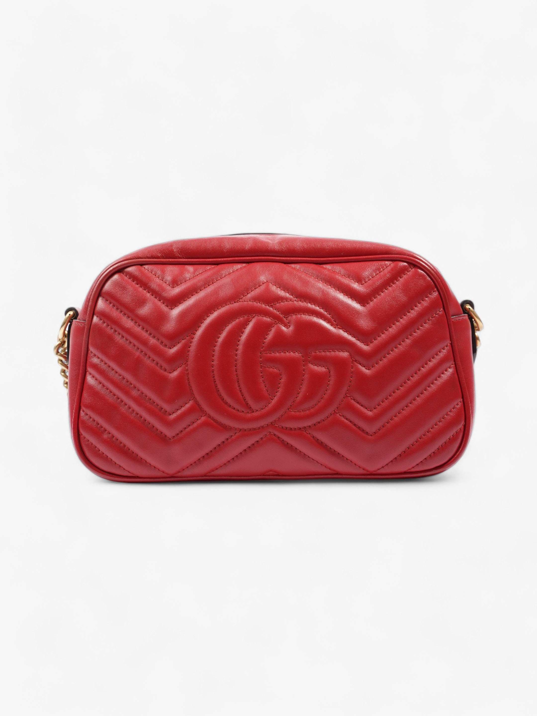 Gucci GG Marmont Zip Red Matelasse Leather Small