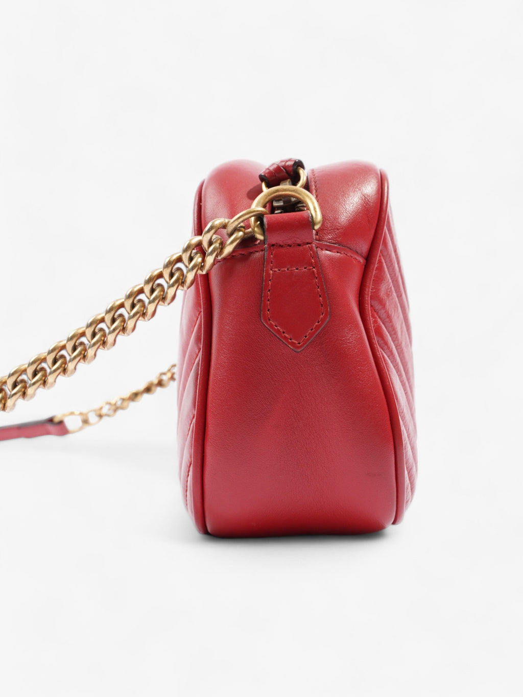 Gucci GG Marmont Zip Red Matelasse Leather Small