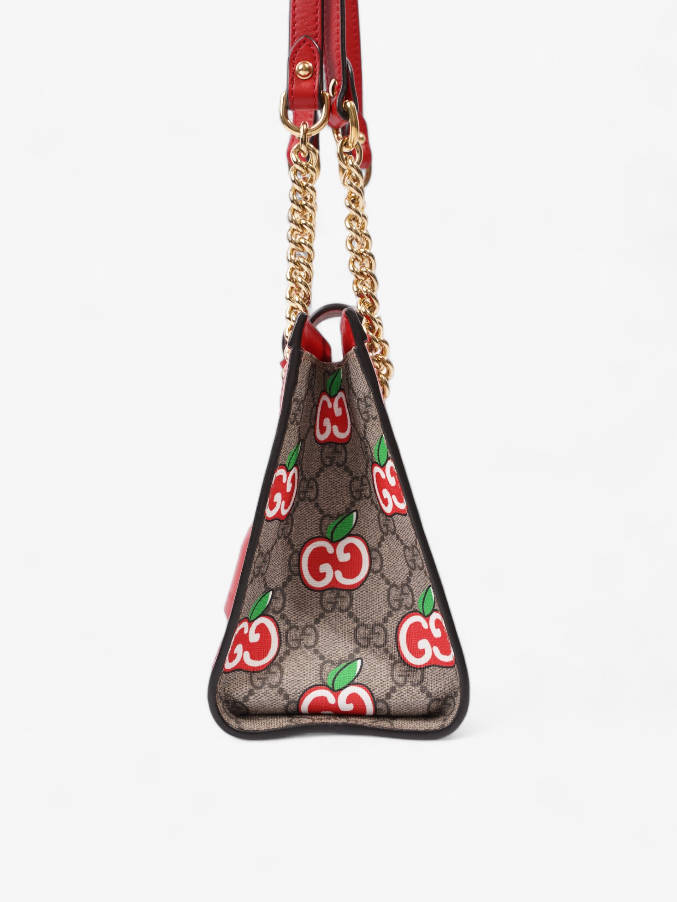 Gucci GG Apple Padlock Beige And Ebony GG Supreme / Red Coated Canvas Small