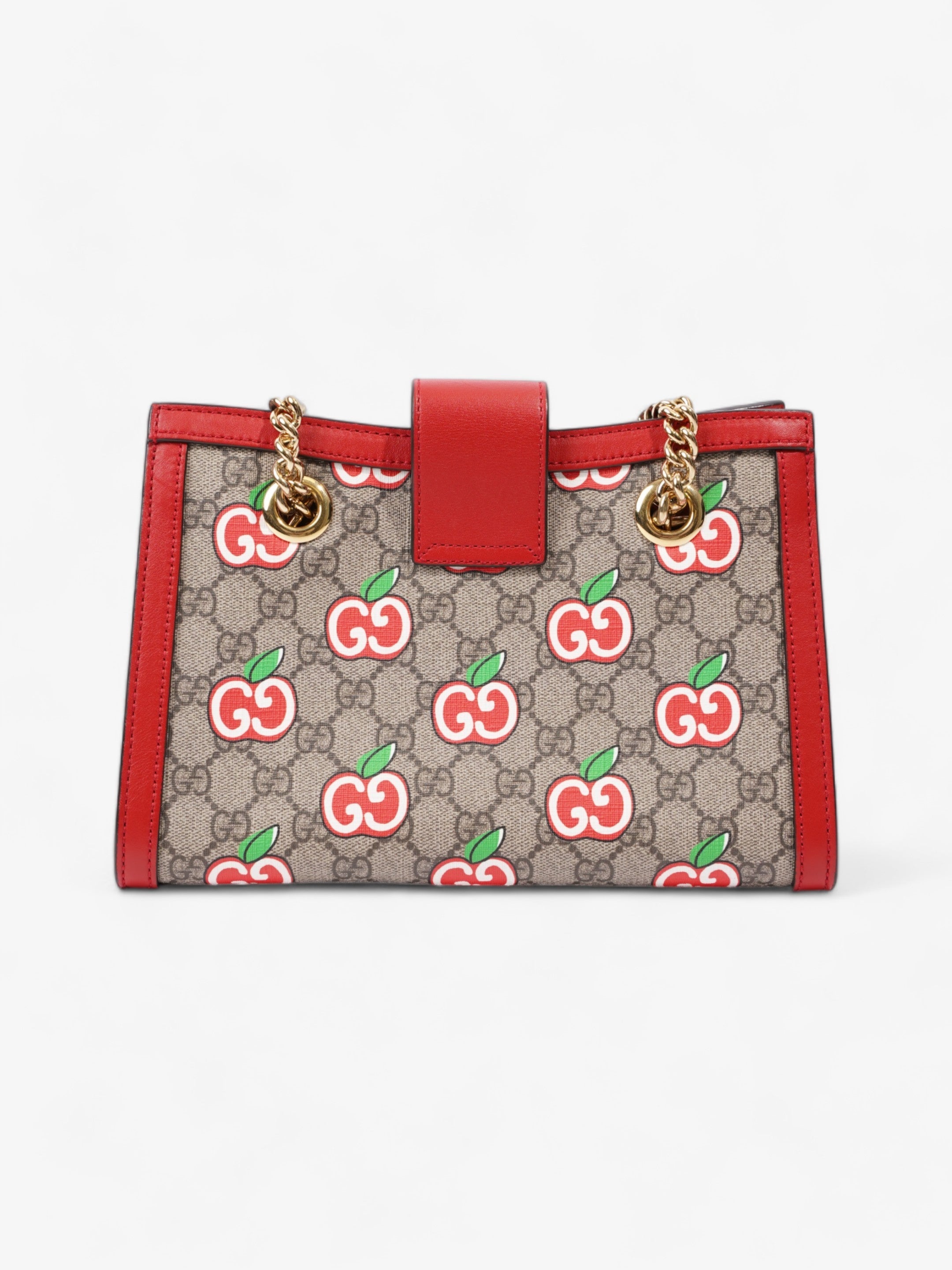 Gucci GG Apple Padlock Beige And Ebony GG Supreme / Red Coated Canvas Small