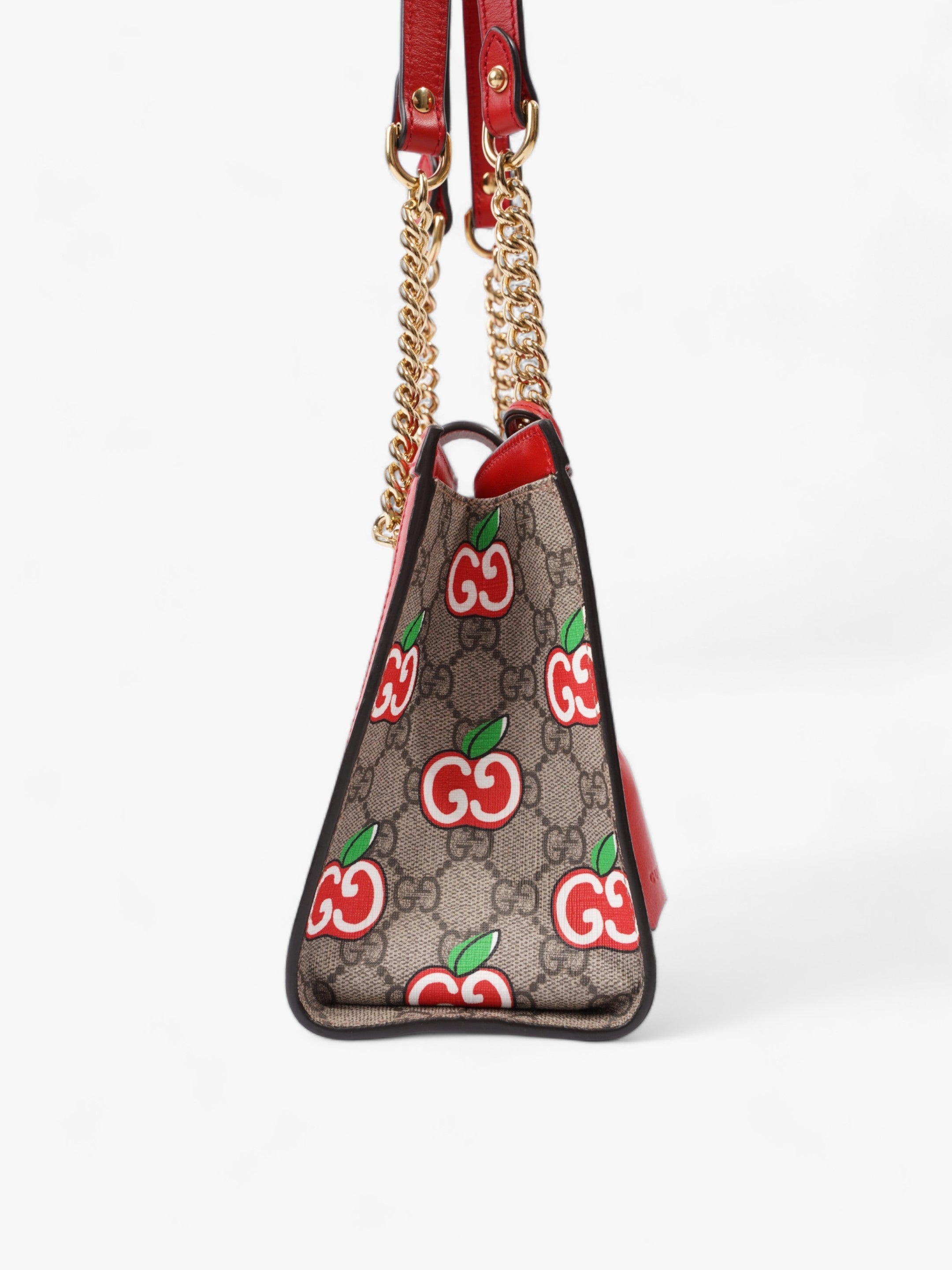 Gucci GG Apple Padlock Beige And Ebony GG Supreme / Red Coated Canvas Small
