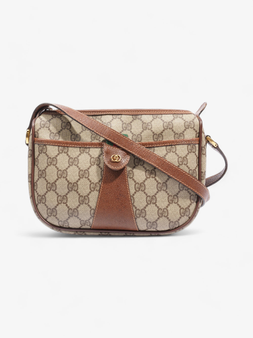 Gucci Old Gucci Sherry Line PVC & leather Shoulder bag Brown 001?58?6177 Supreme Print Coated Canvas