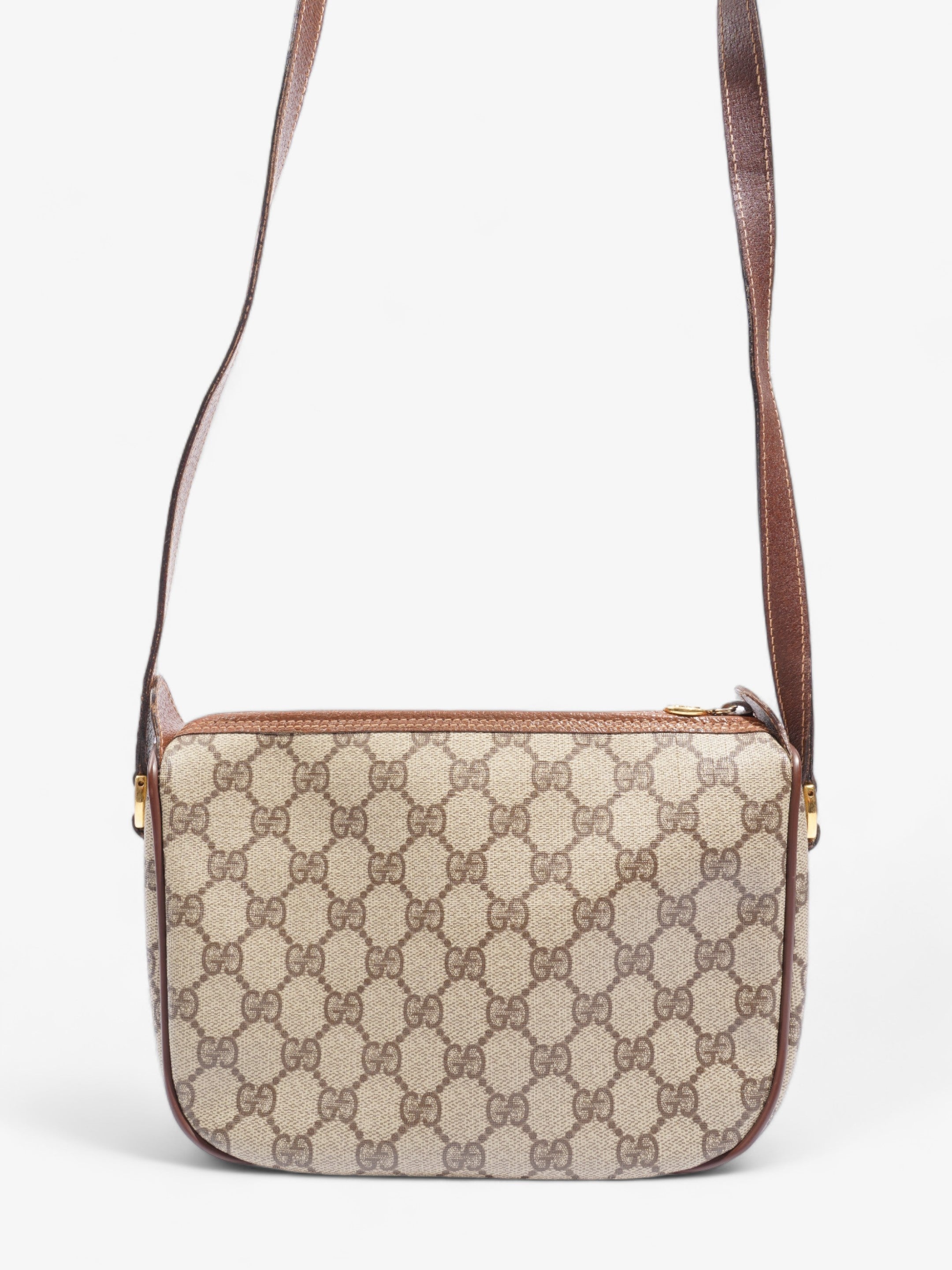 Gucci Old Gucci Sherry Line PVC & leather Shoulder bag Brown 001?58?6177 Supreme Print Coated Canvas