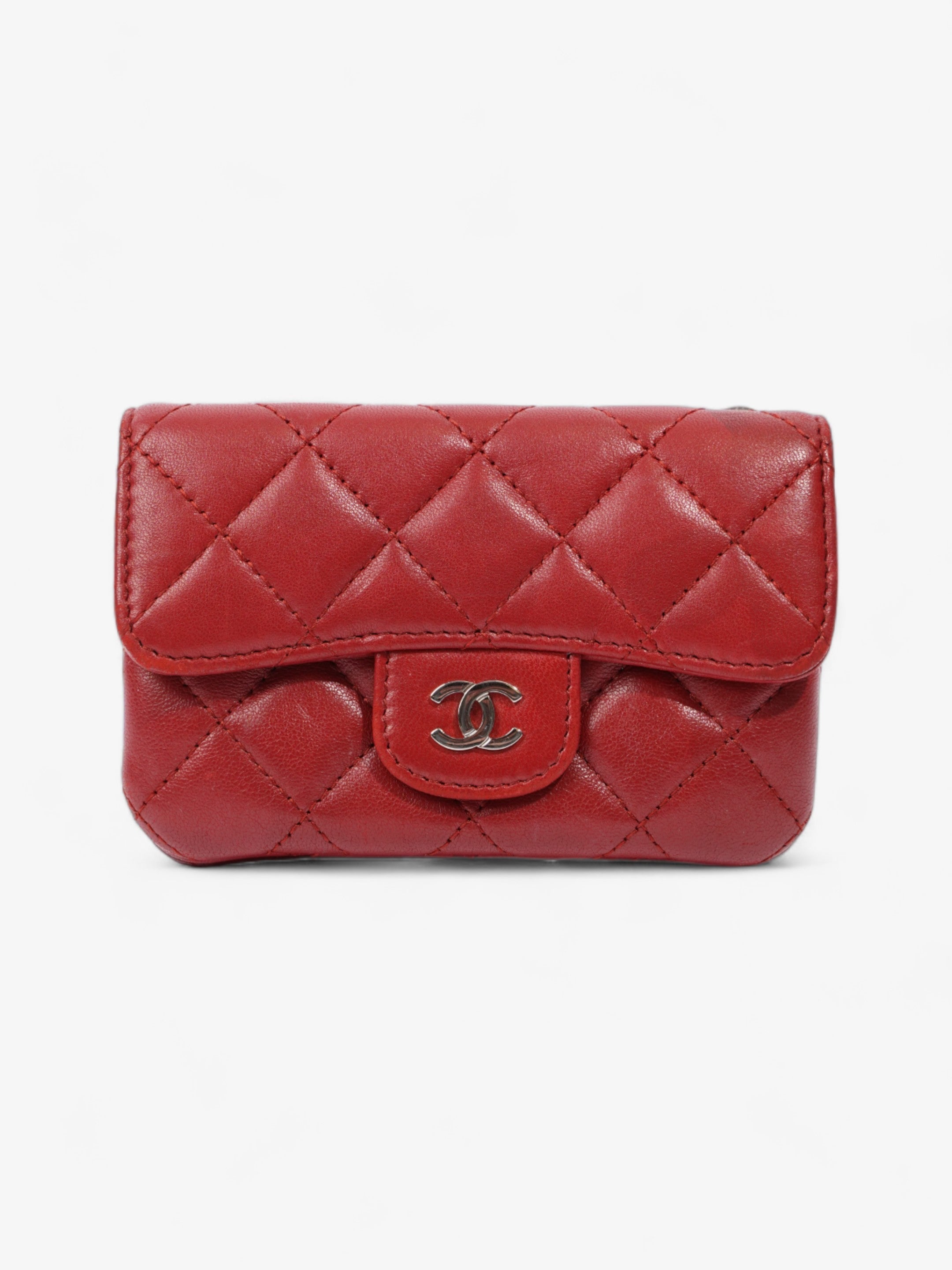 Chanel Coin Purse Red Lambskin Leather