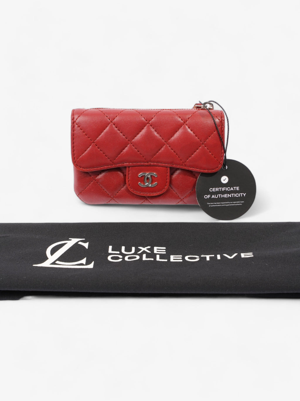 Chanel Coin Purse Red Lambskin Leather