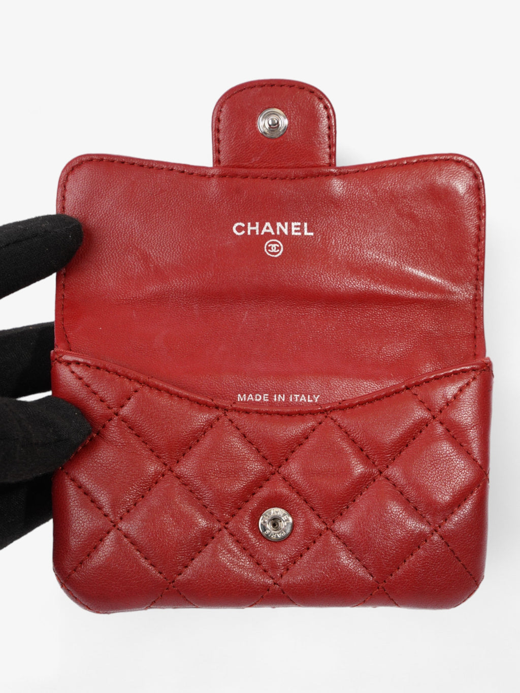 Chanel Coin Purse Red Lambskin Leather