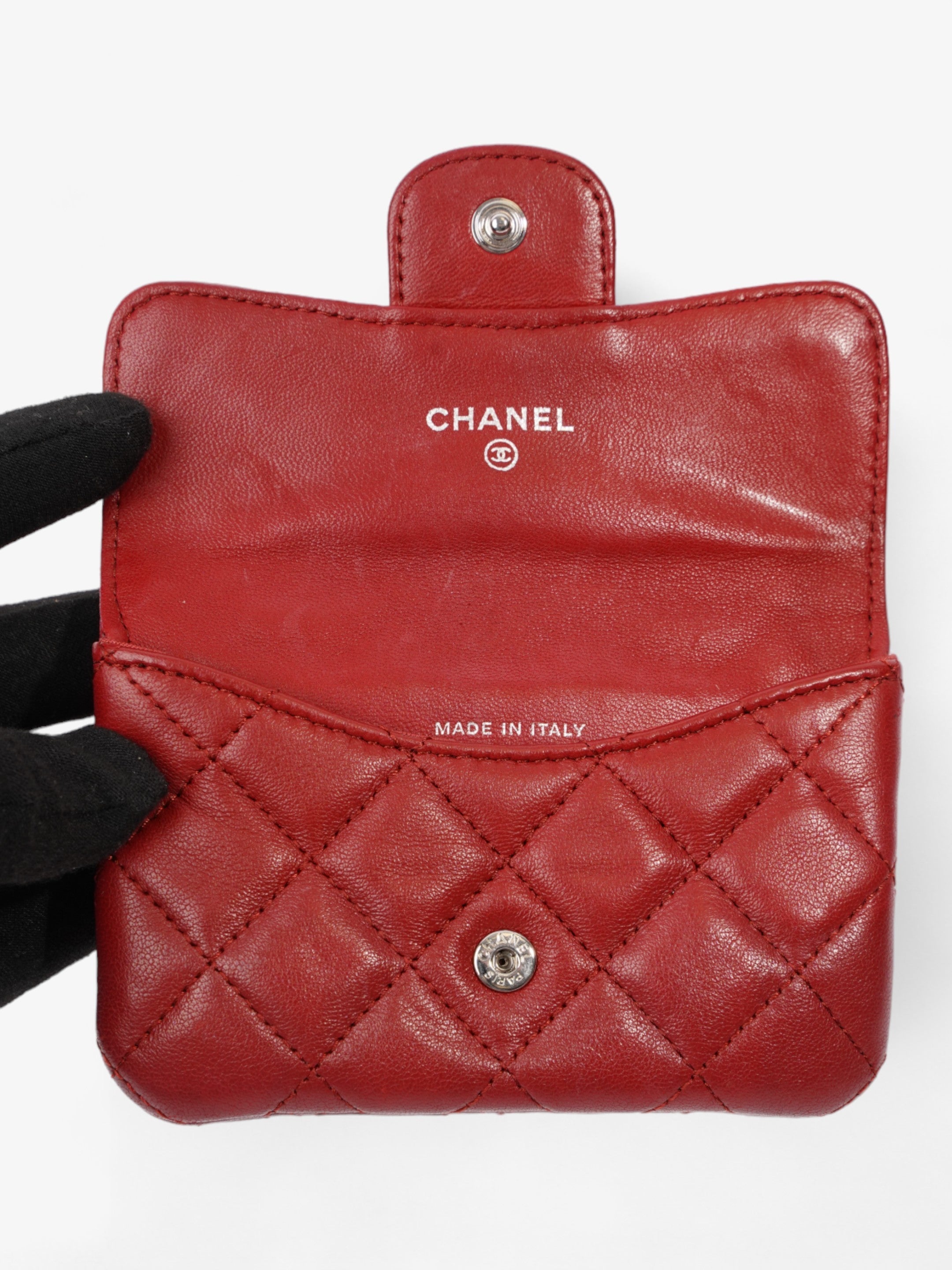 Chanel Coin Purse Red Lambskin Leather