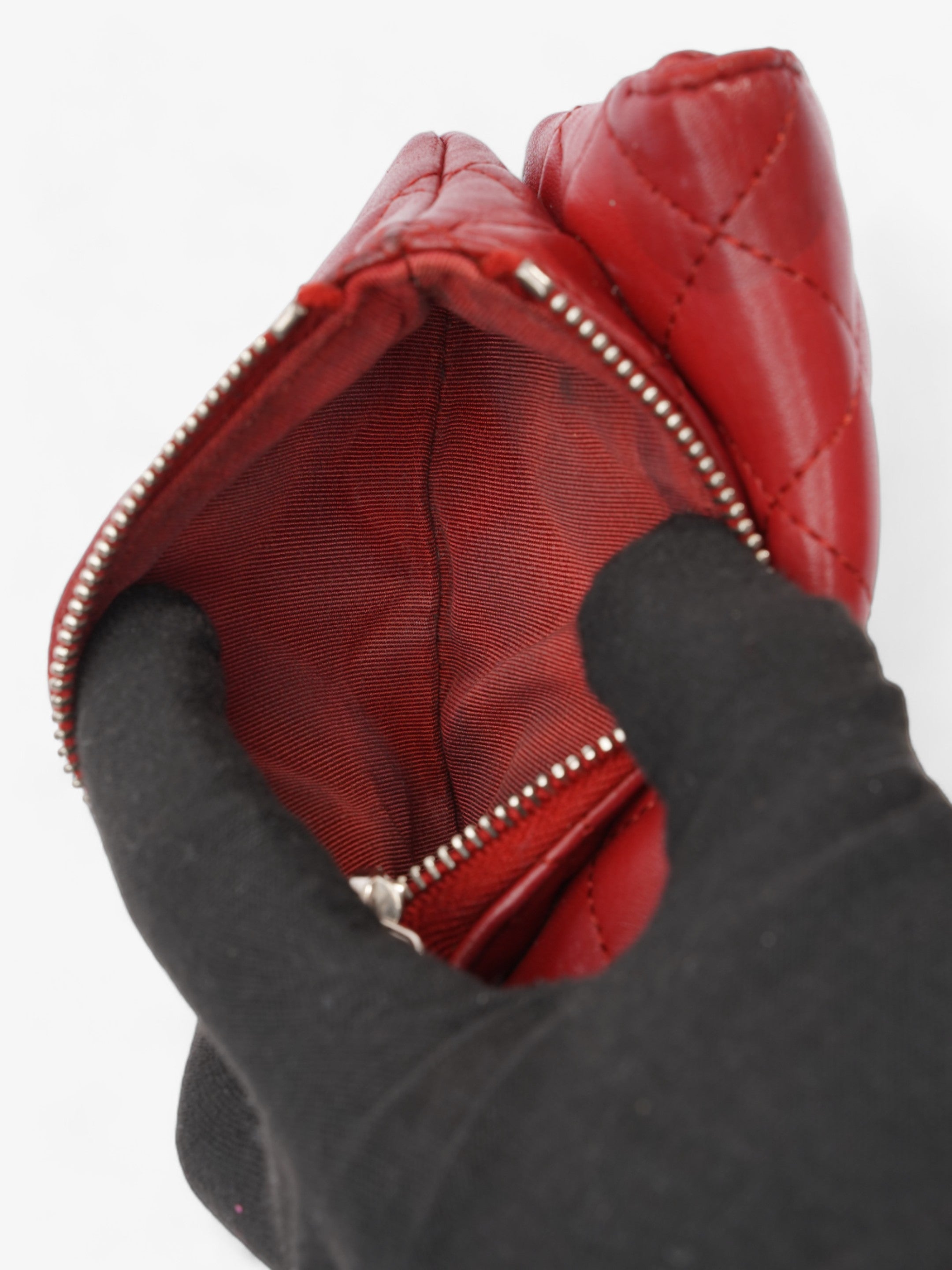 Chanel Coin Purse Red Lambskin Leather