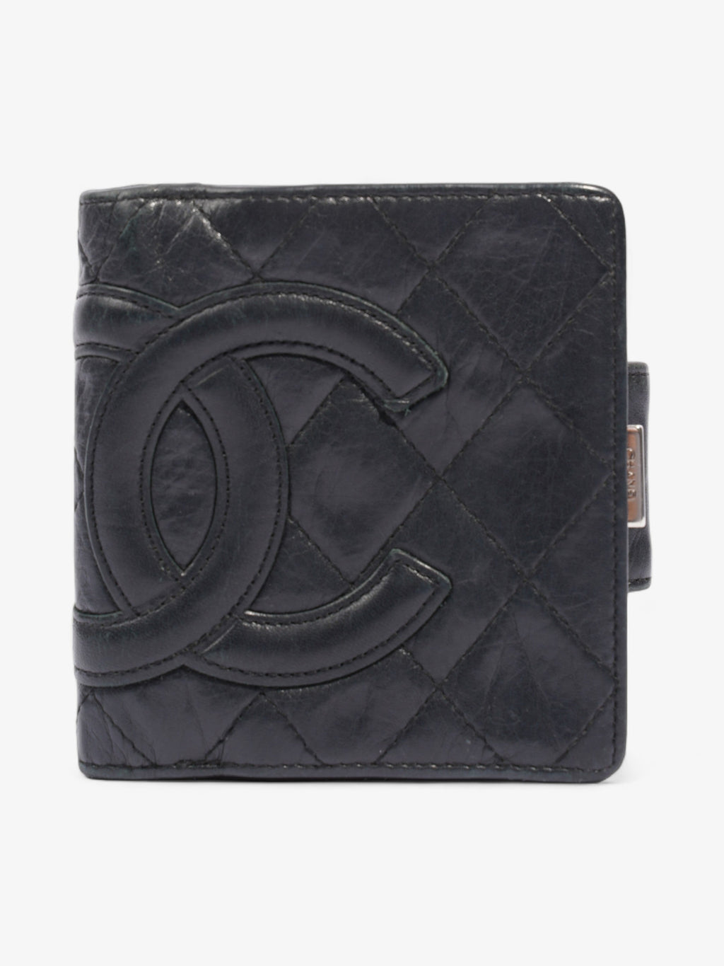 Chanel Cambon Lambskin Compact Wallet Black Lambskin Leather