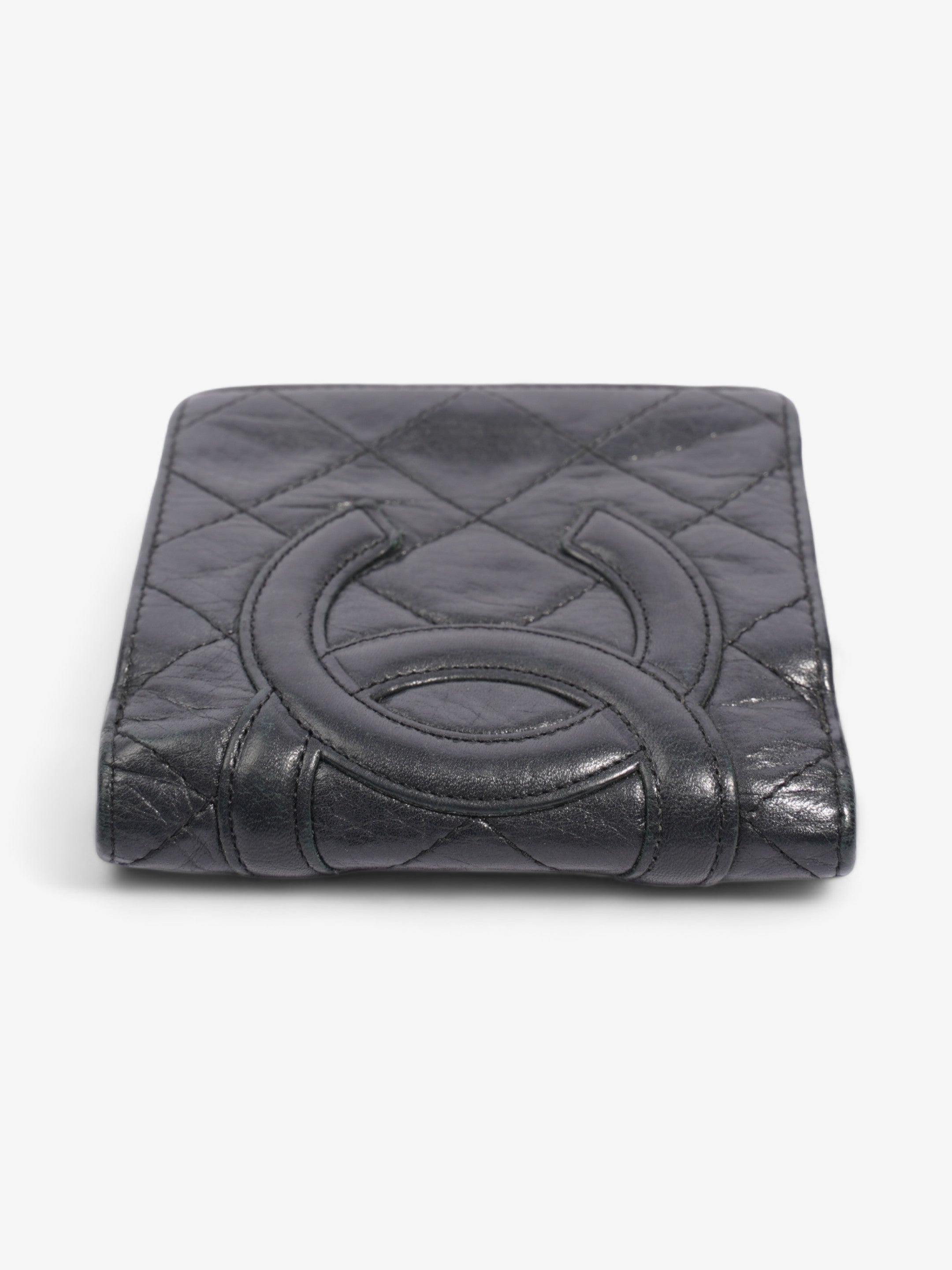 Chanel Cambon Lambskin Compact Wallet Black Lambskin Leather