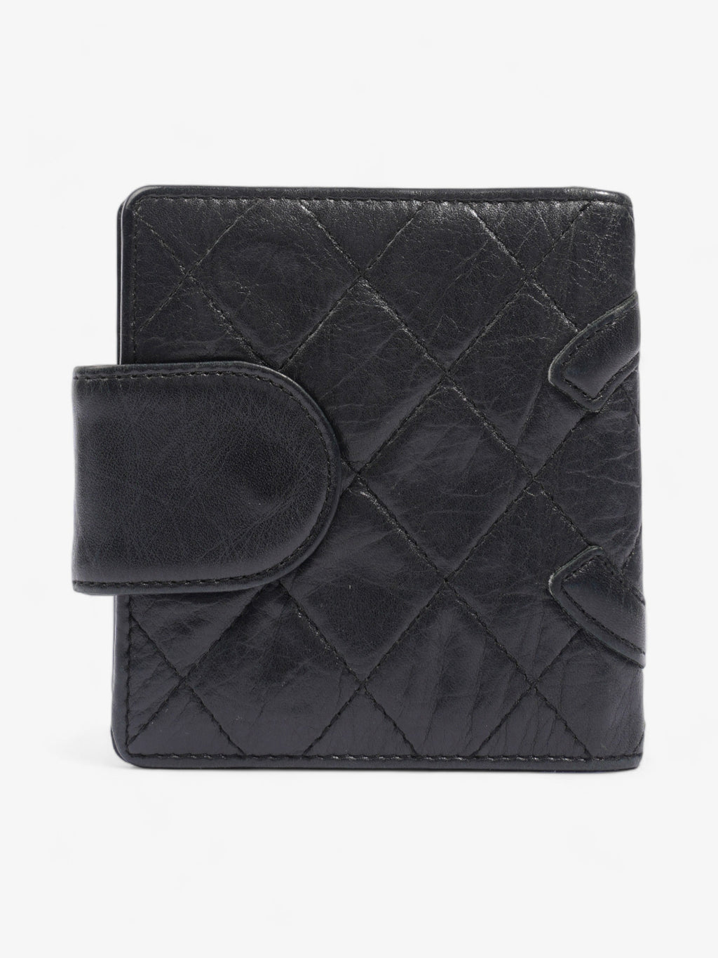 Chanel Cambon Lambskin Compact Wallet Black Lambskin Leather