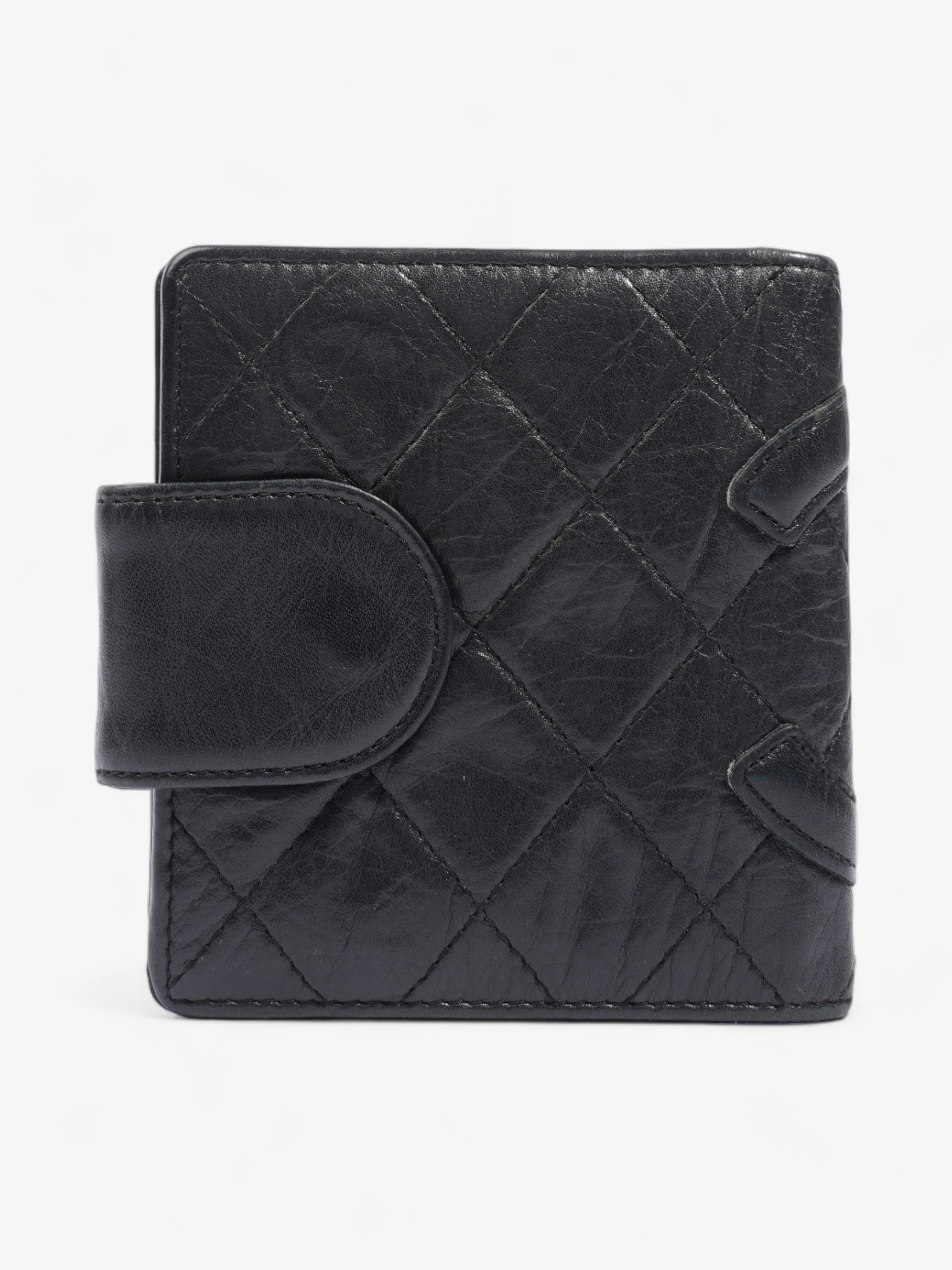 Chanel Cambon Lambskin Compact Wallet Black Lambskin Leather