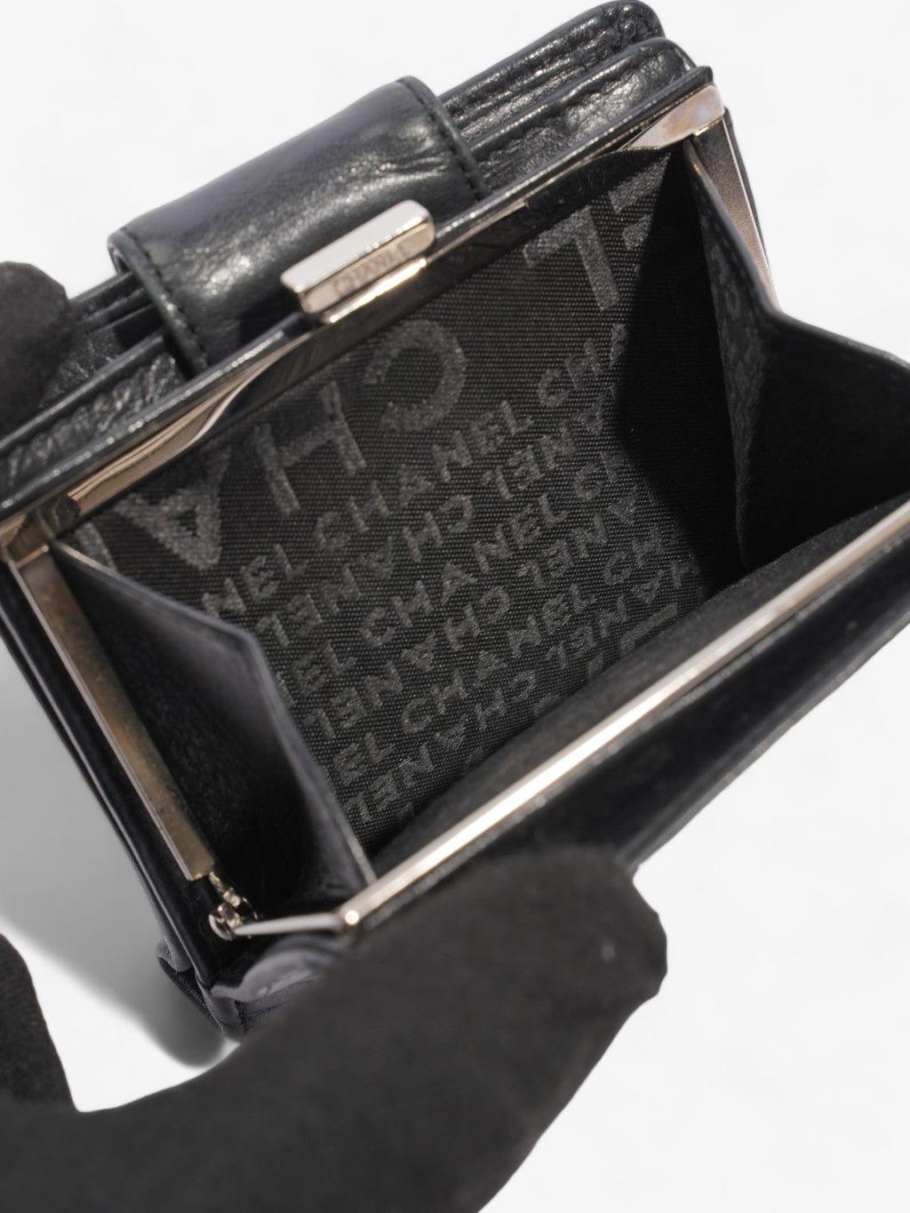 Chanel Cambon Lambskin Compact Wallet Black Lambskin Leather
