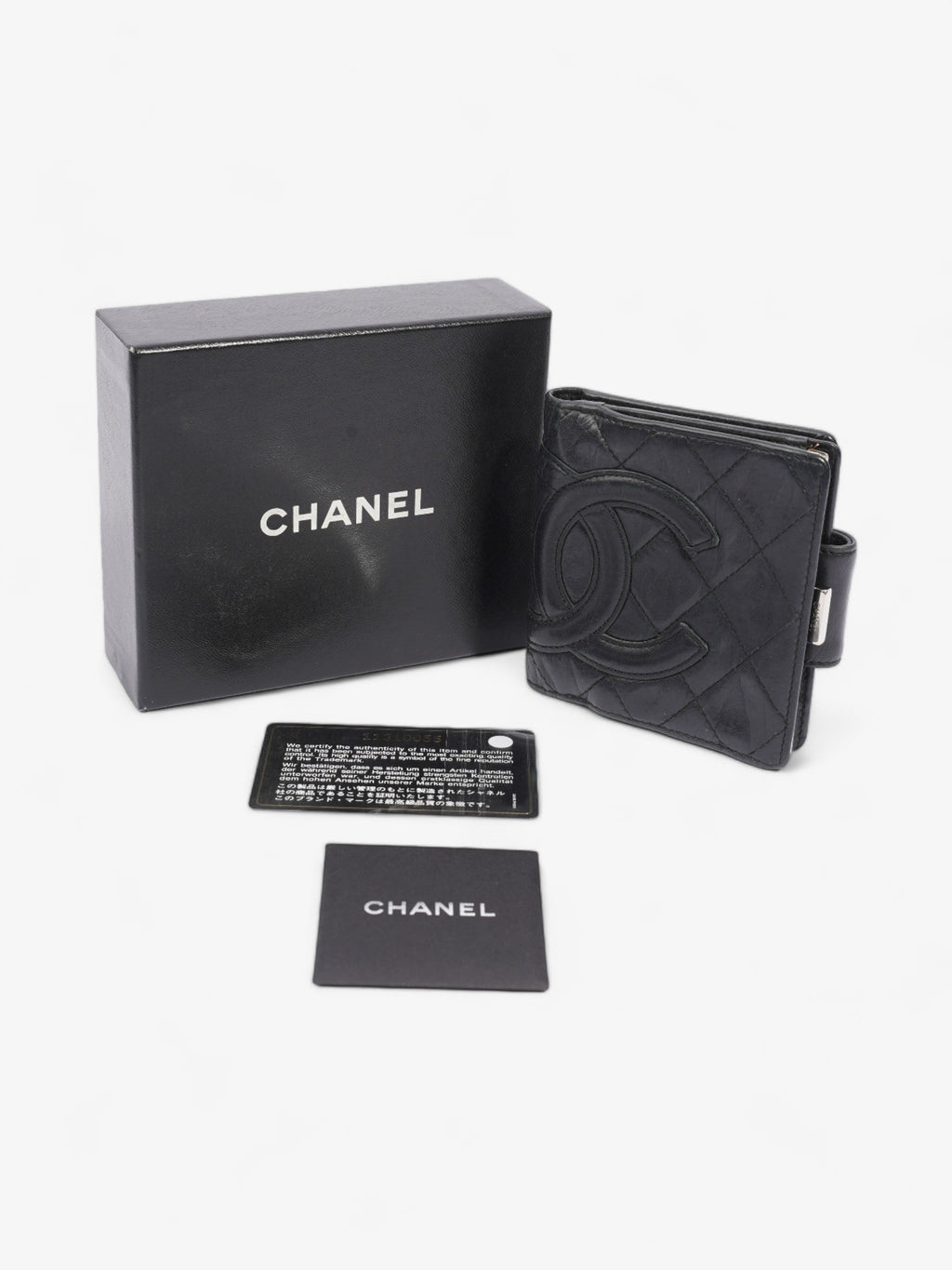 Chanel Cambon Lambskin Compact Wallet Black Lambskin Leather