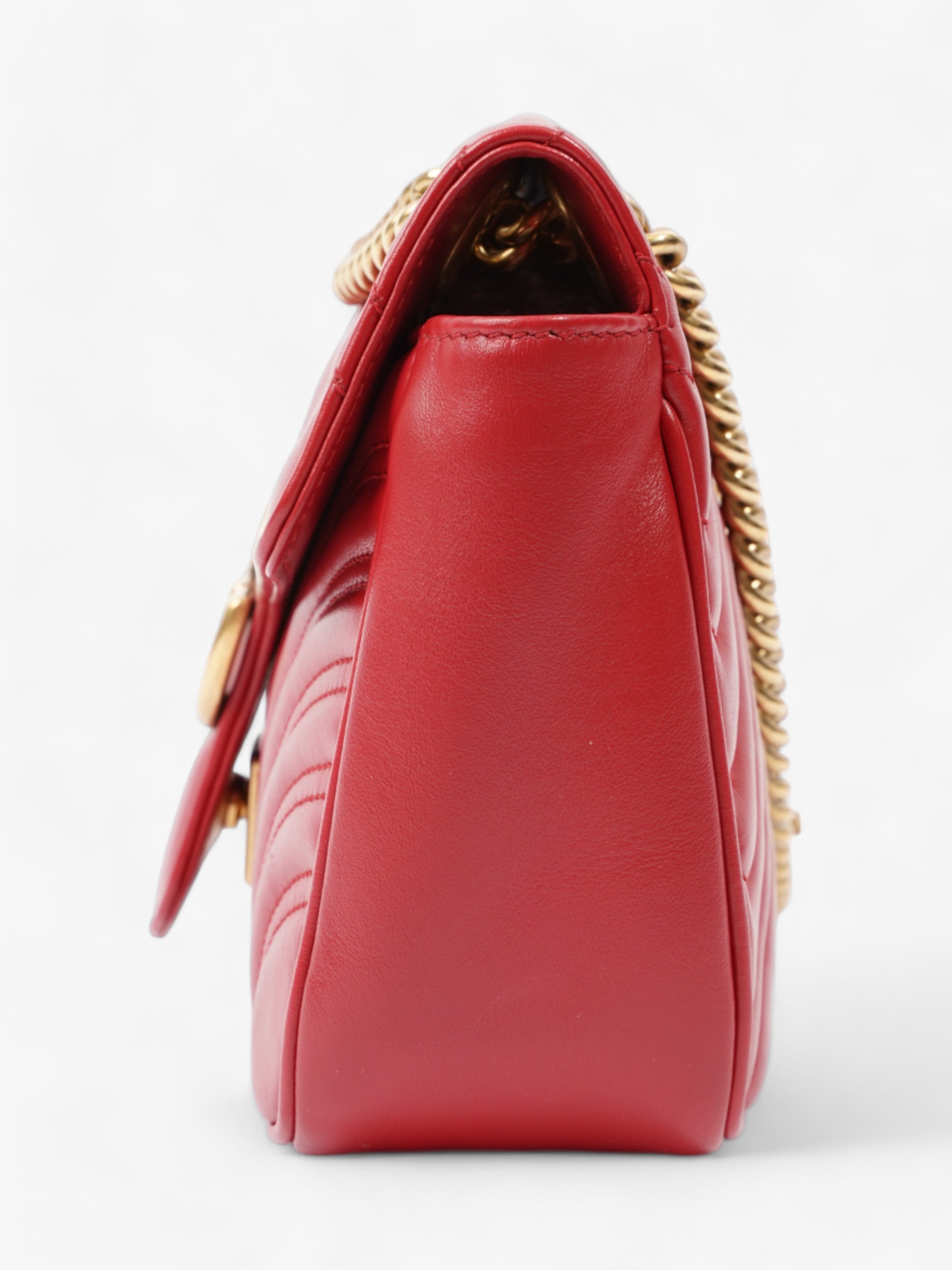 Gucci Marmont Flap Red Matelasse Leather Small