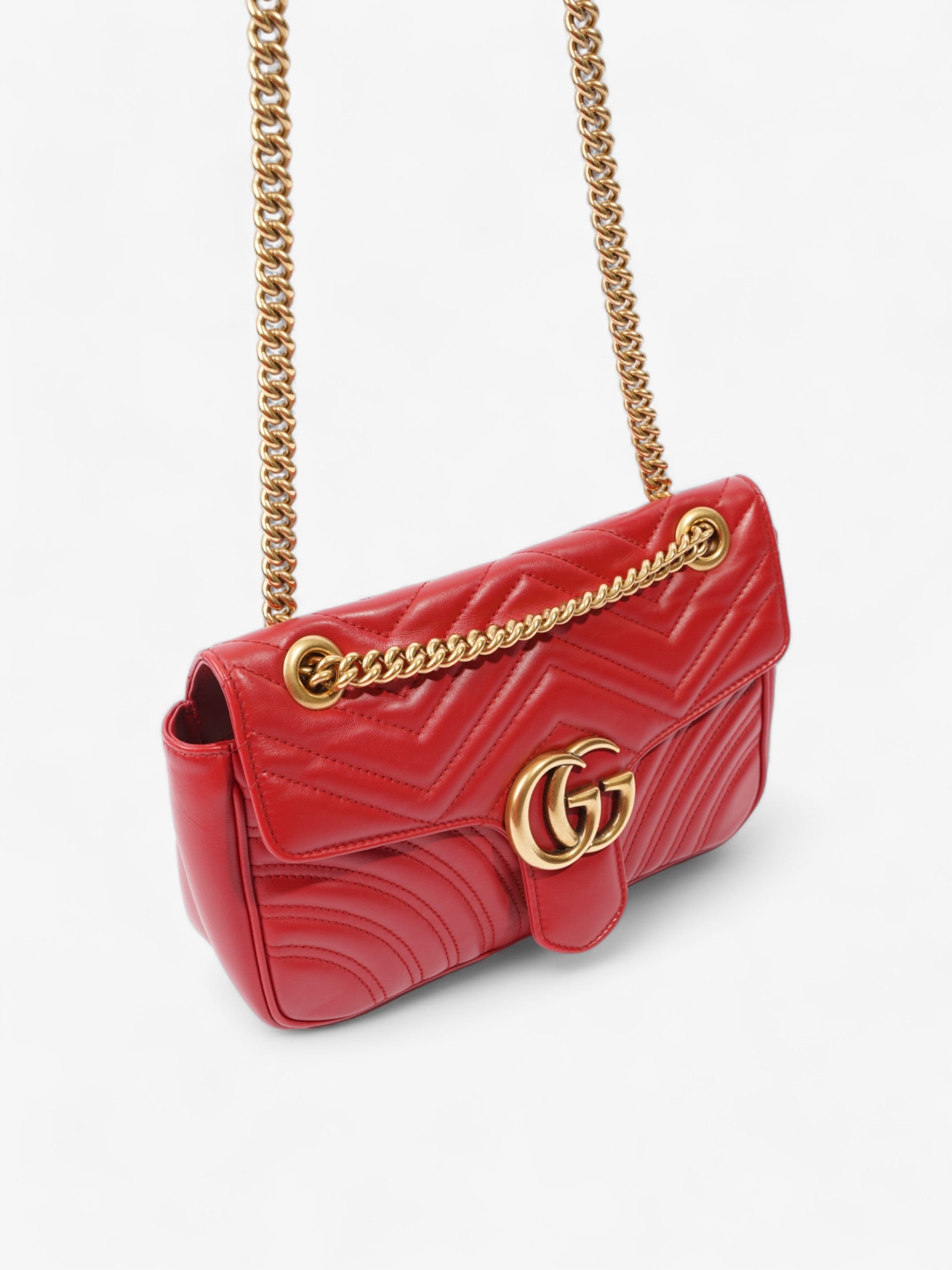 Gucci Marmont Flap Red Matelasse Leather Small