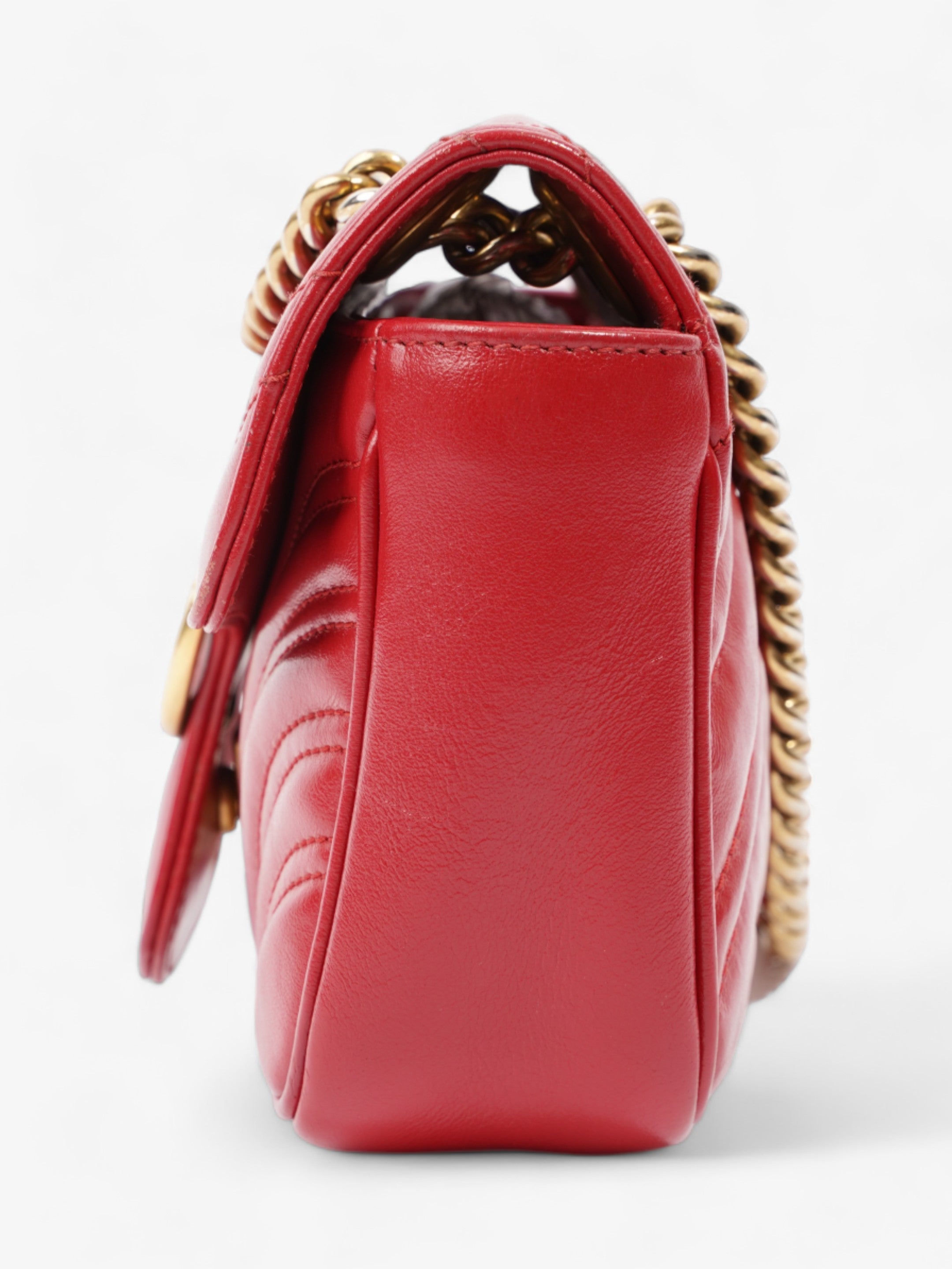 Gucci Marmont Flap Red Matelasse Leather Small