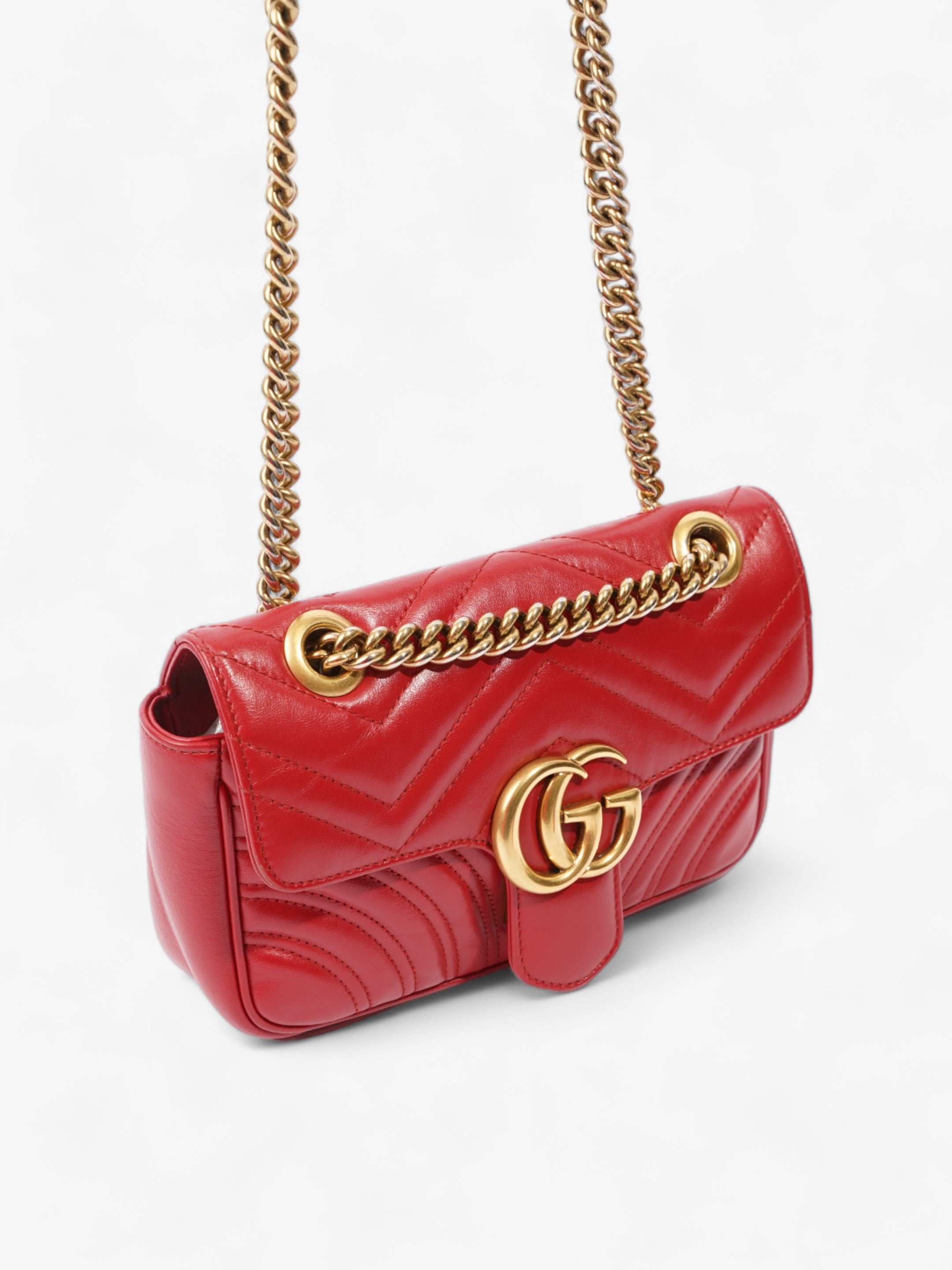 Gucci Marmont Flap Red Matelasse Leather Small