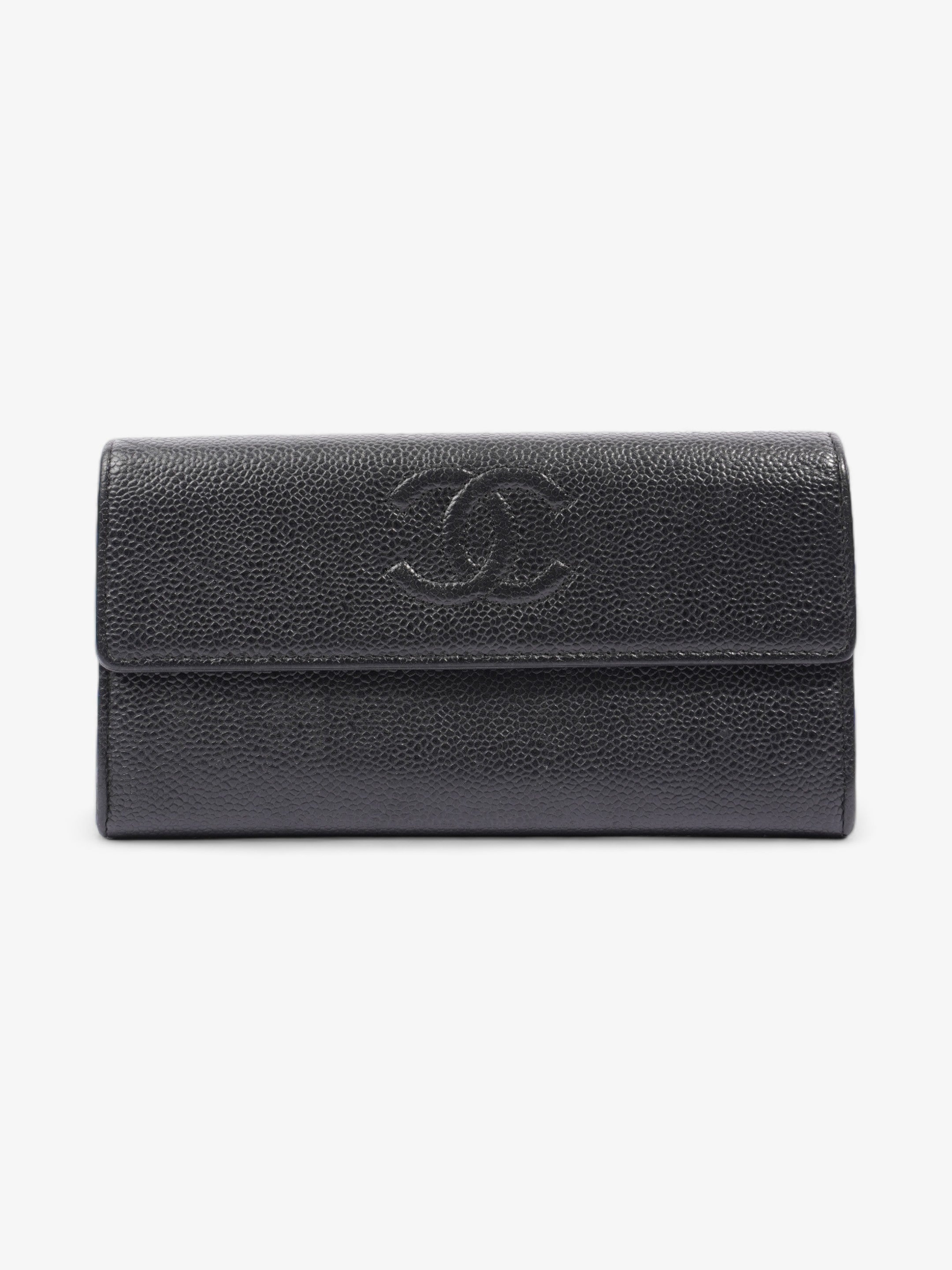 Chanel Coco Mark Caviar Wallet Black Black Caviar Leather