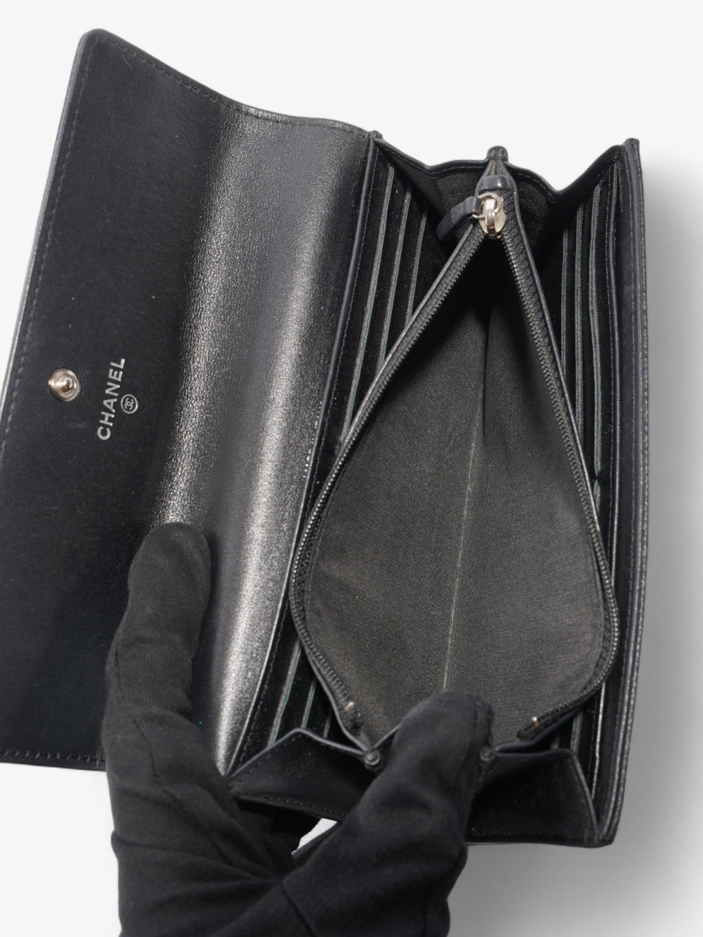 Chanel Coco Mark Caviar Wallet Black Black Caviar Leather