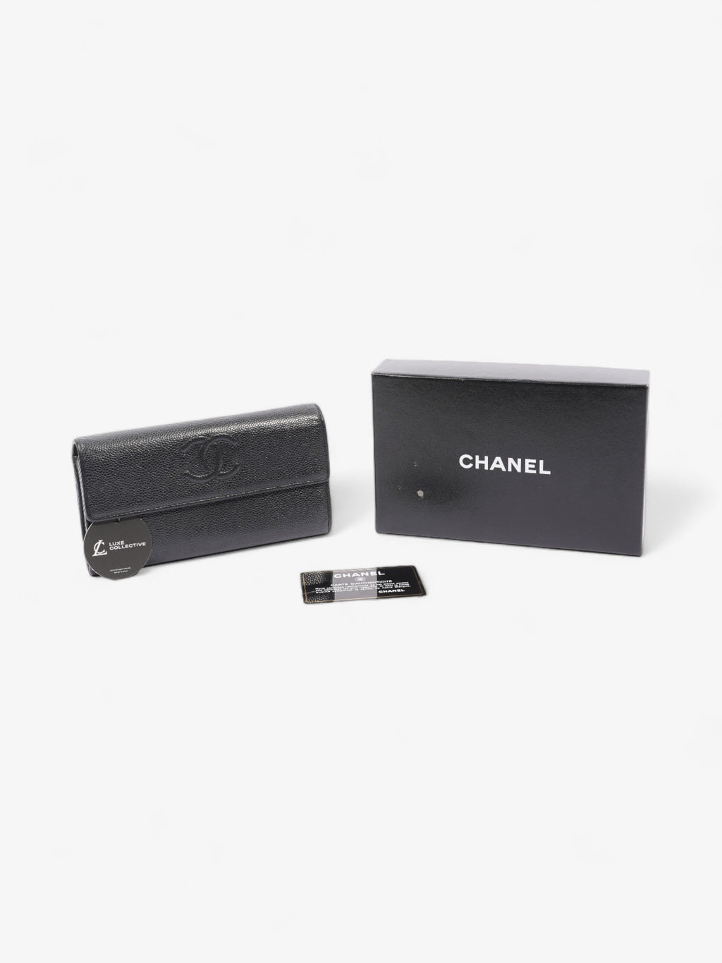 Chanel Coco Mark Caviar Wallet Black Black Caviar Leather