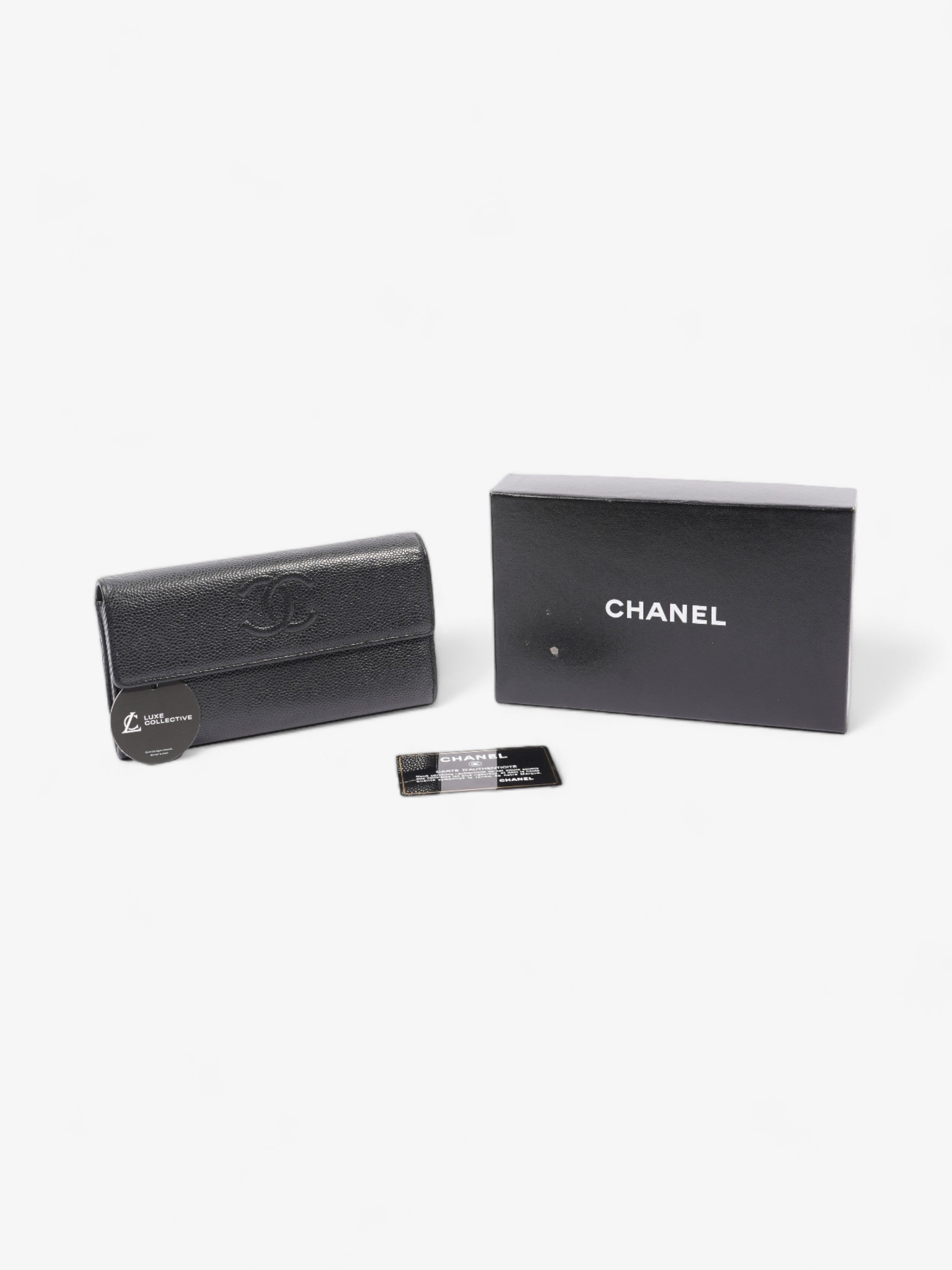 Chanel Coco Mark Caviar Wallet Black Black Caviar Leather