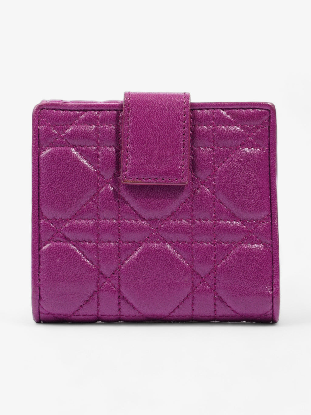Christian Dior Cannage Lady Dior Lotus Compact Wallet Purple Lambskin Leather