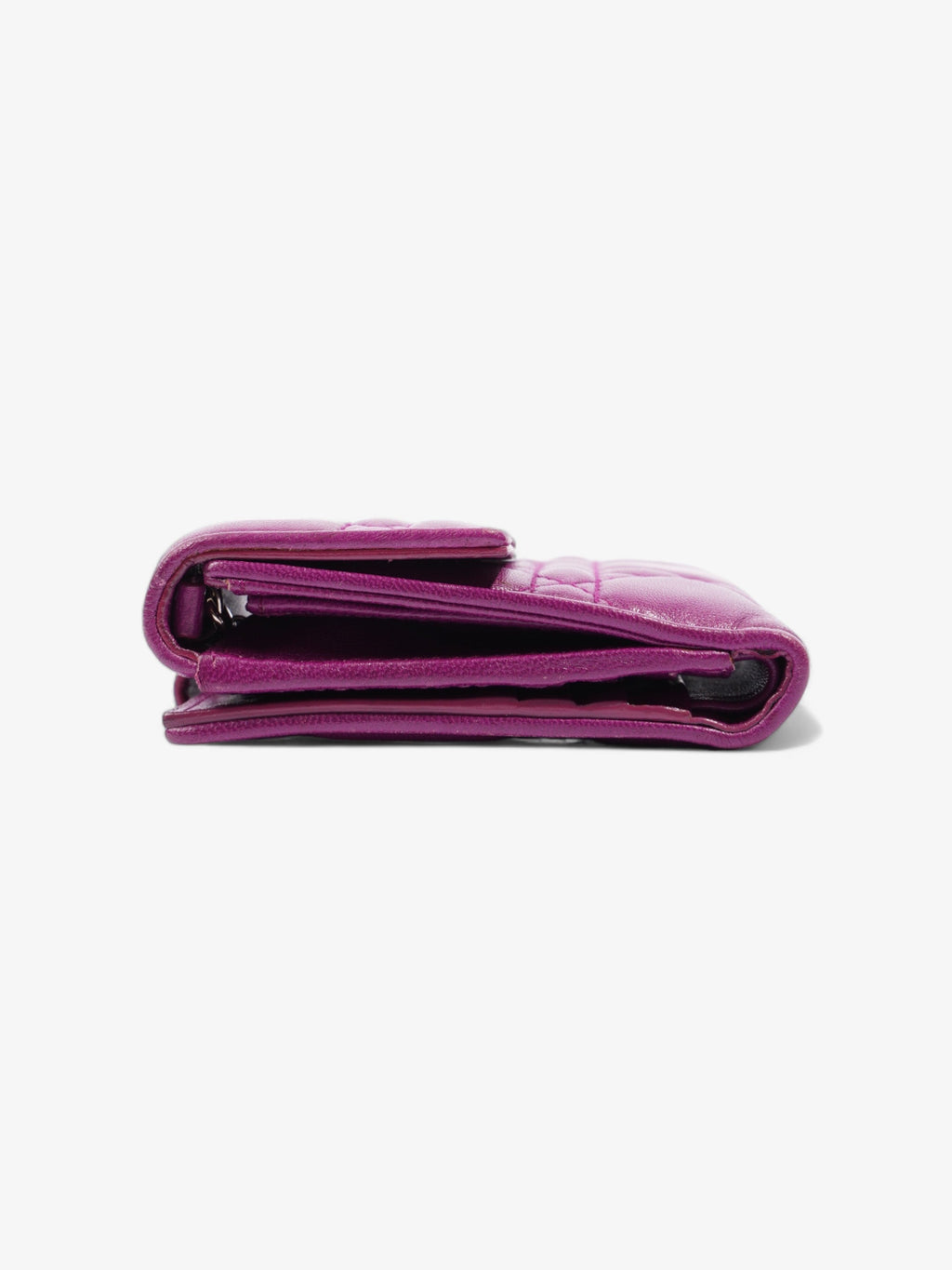 Christian Dior Cannage Lady Dior Lotus Compact Wallet Purple Lambskin Leather