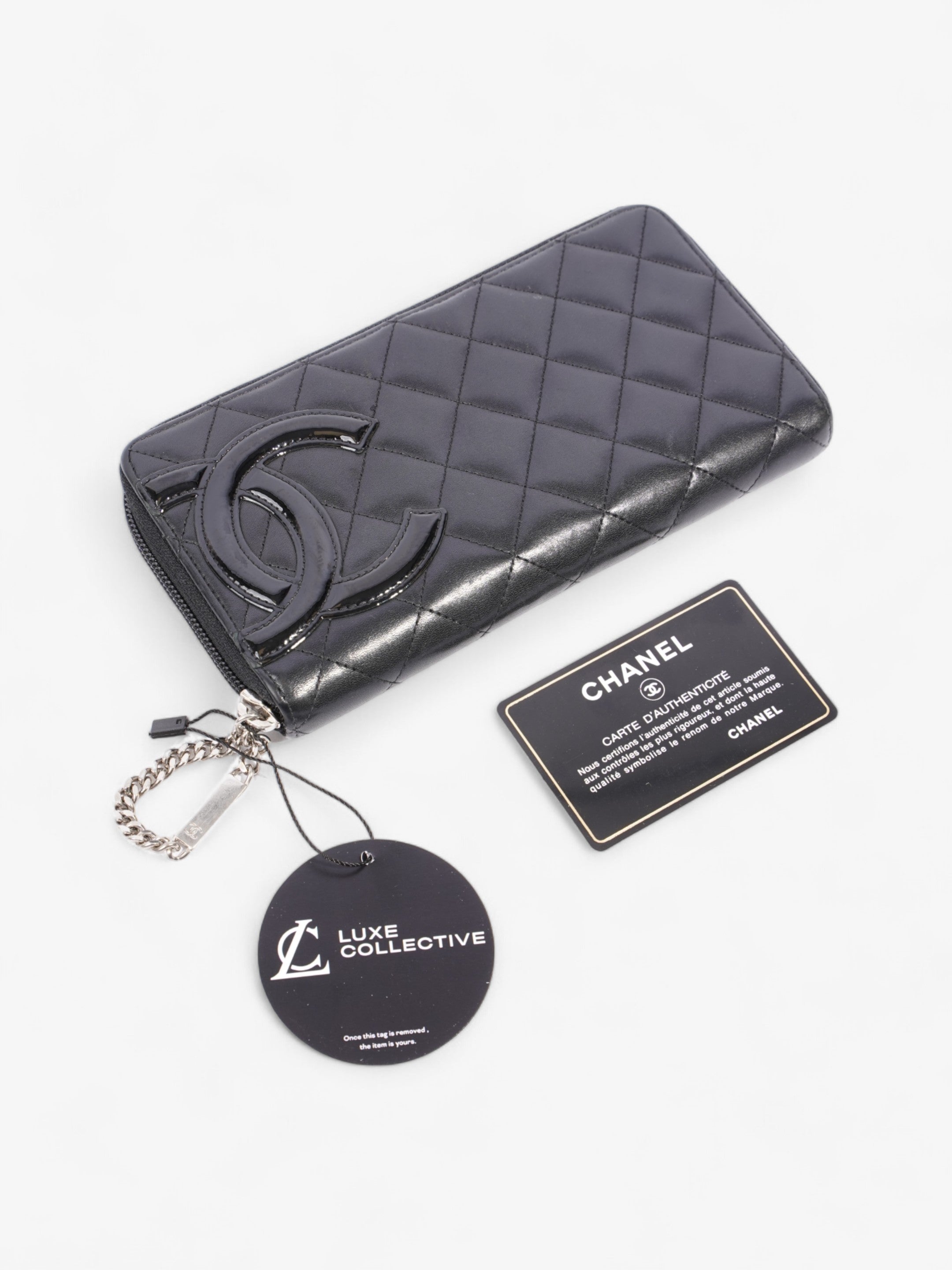 Chanel CC Zip Around Wallet Black Leather