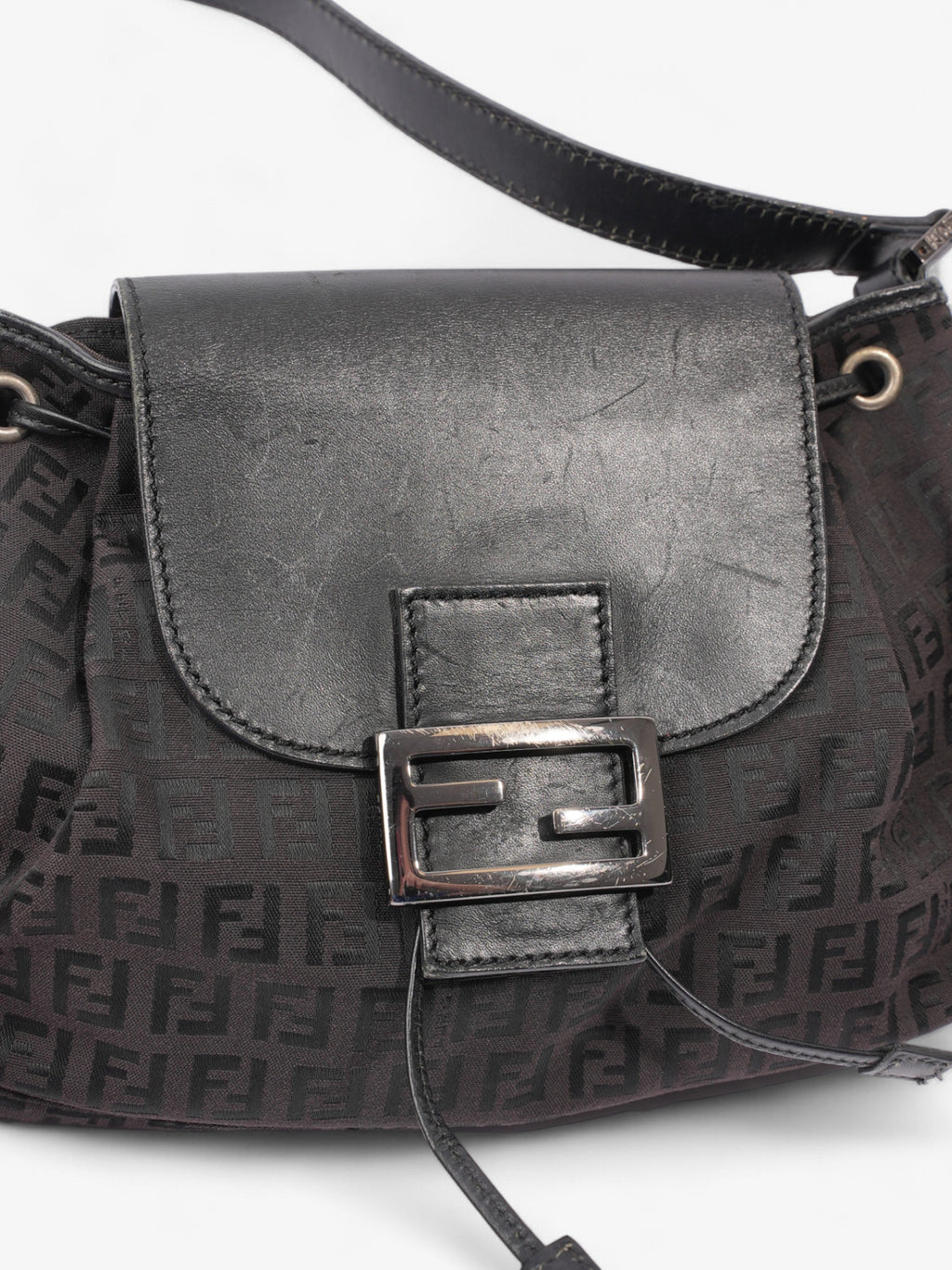 Fendi Zucchino Baguette Zucca / Black Canvas
