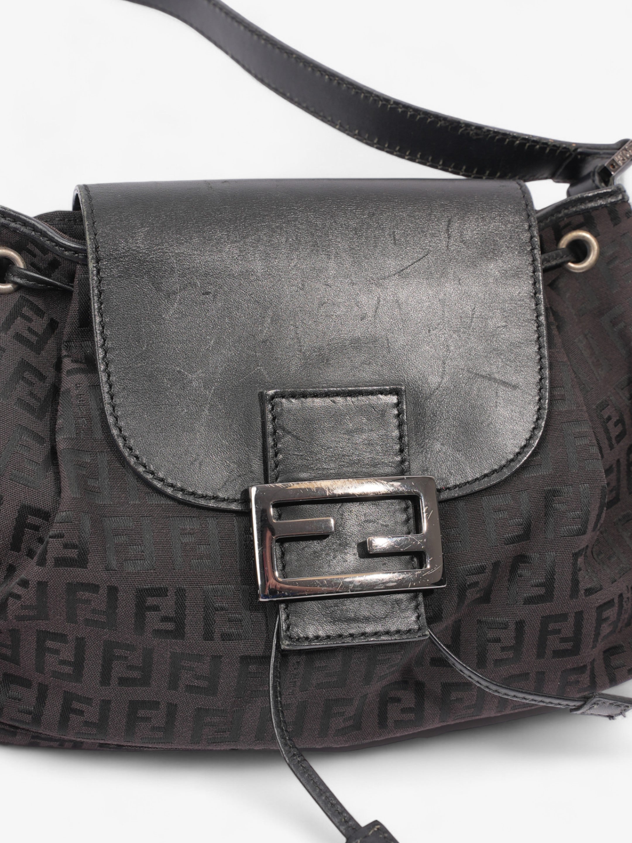 Fendi Zucchino Baguette Zucca / Black Canvas