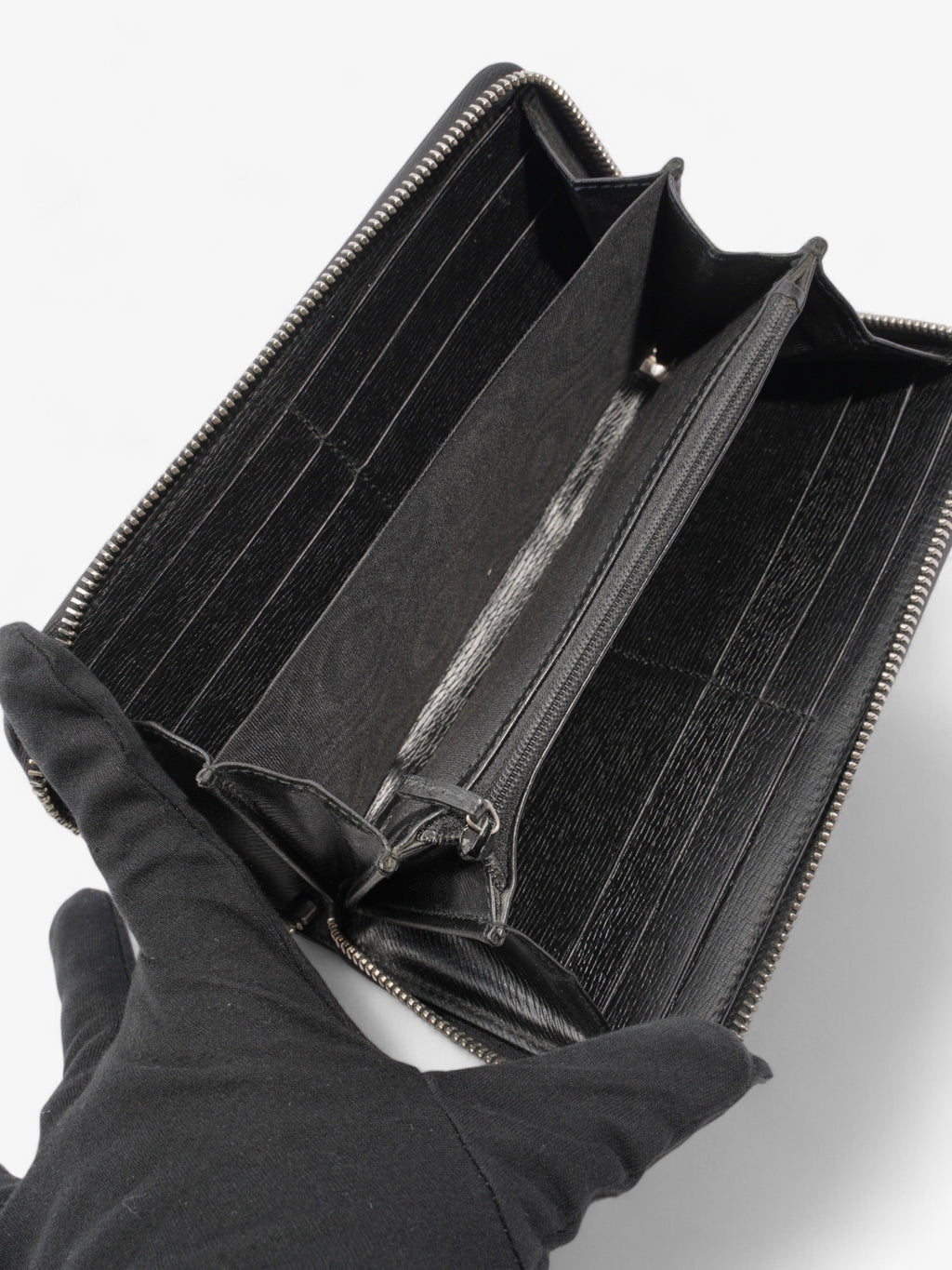 Gucci Interlocking Zip Round Wallet Black Black Leather