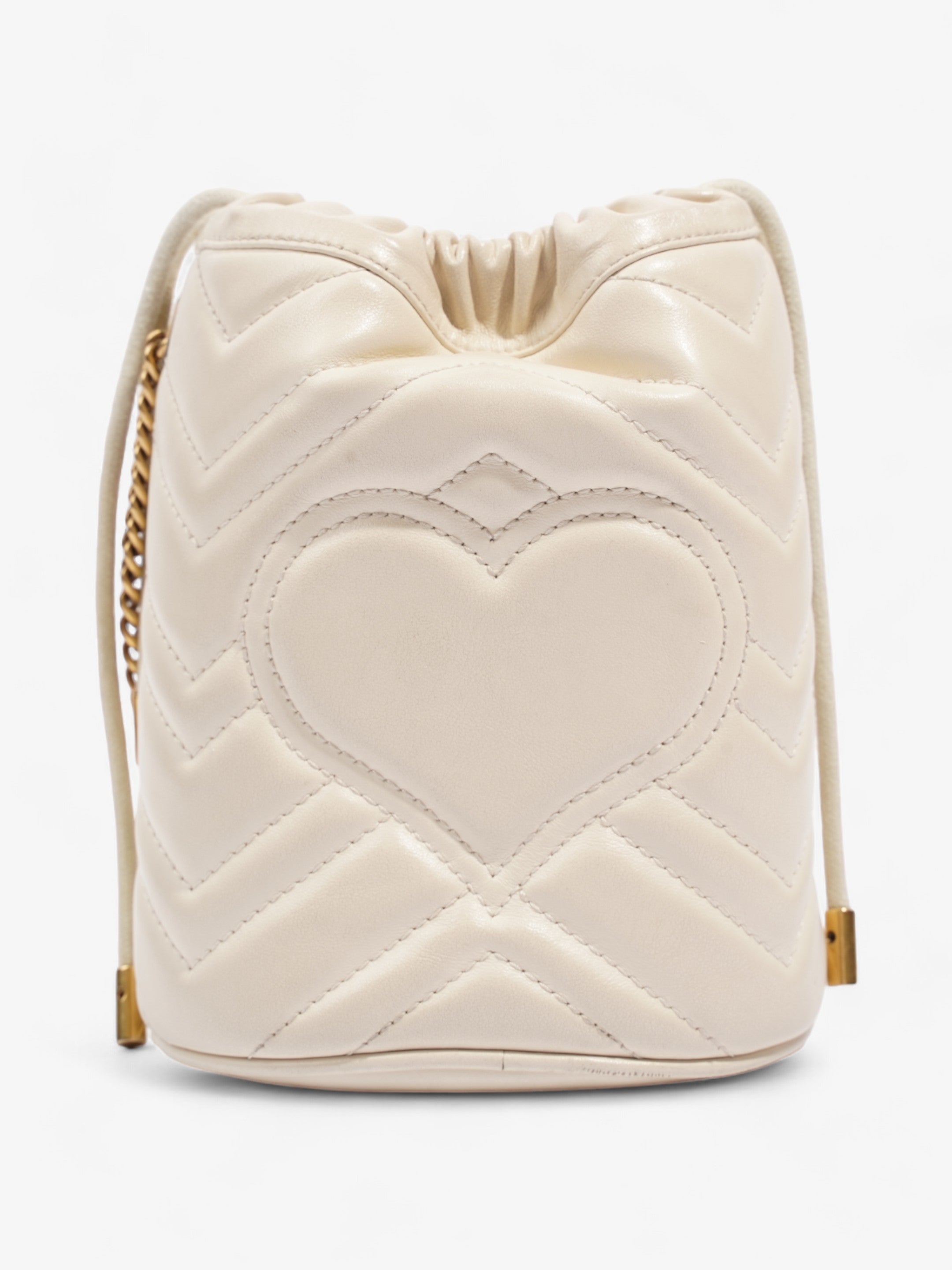 Gucci Marmont Bucket Bag White Leather