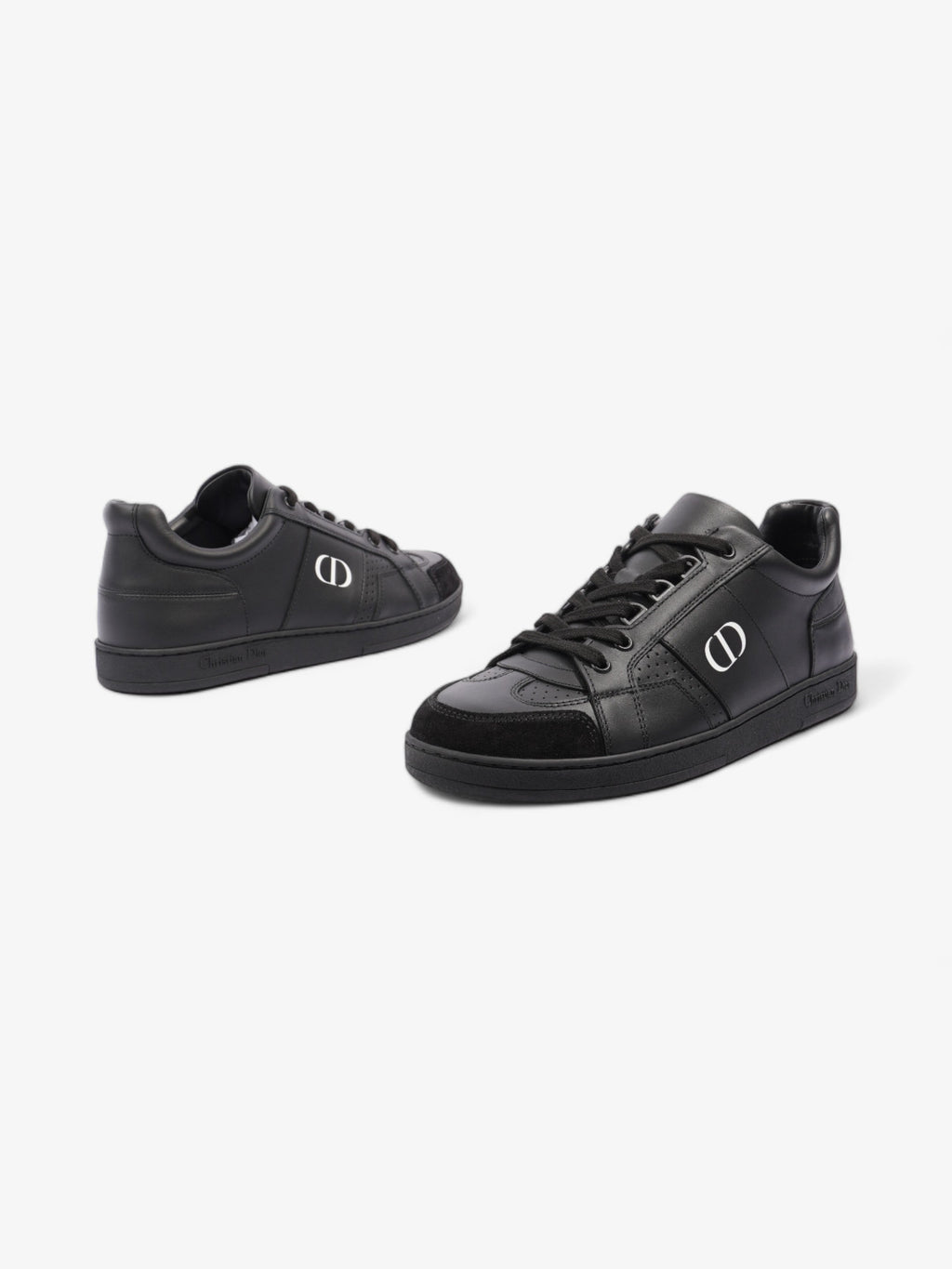 Christian Dior CD Low Top Sneakers Black / White Leather EU 38 UK 5