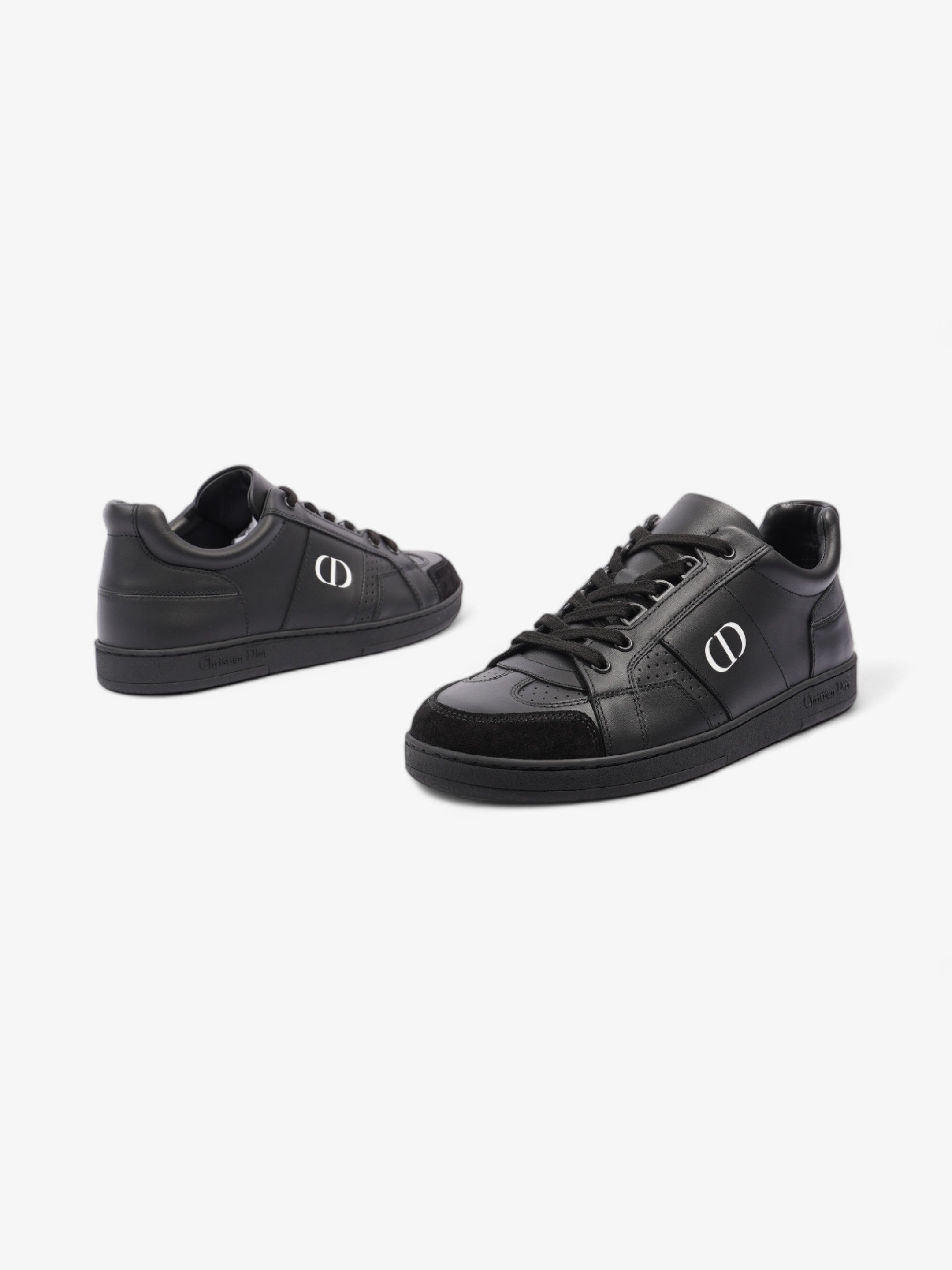Christian Dior CD Low Top Sneakers Black / White Leather EU 38 UK 5
